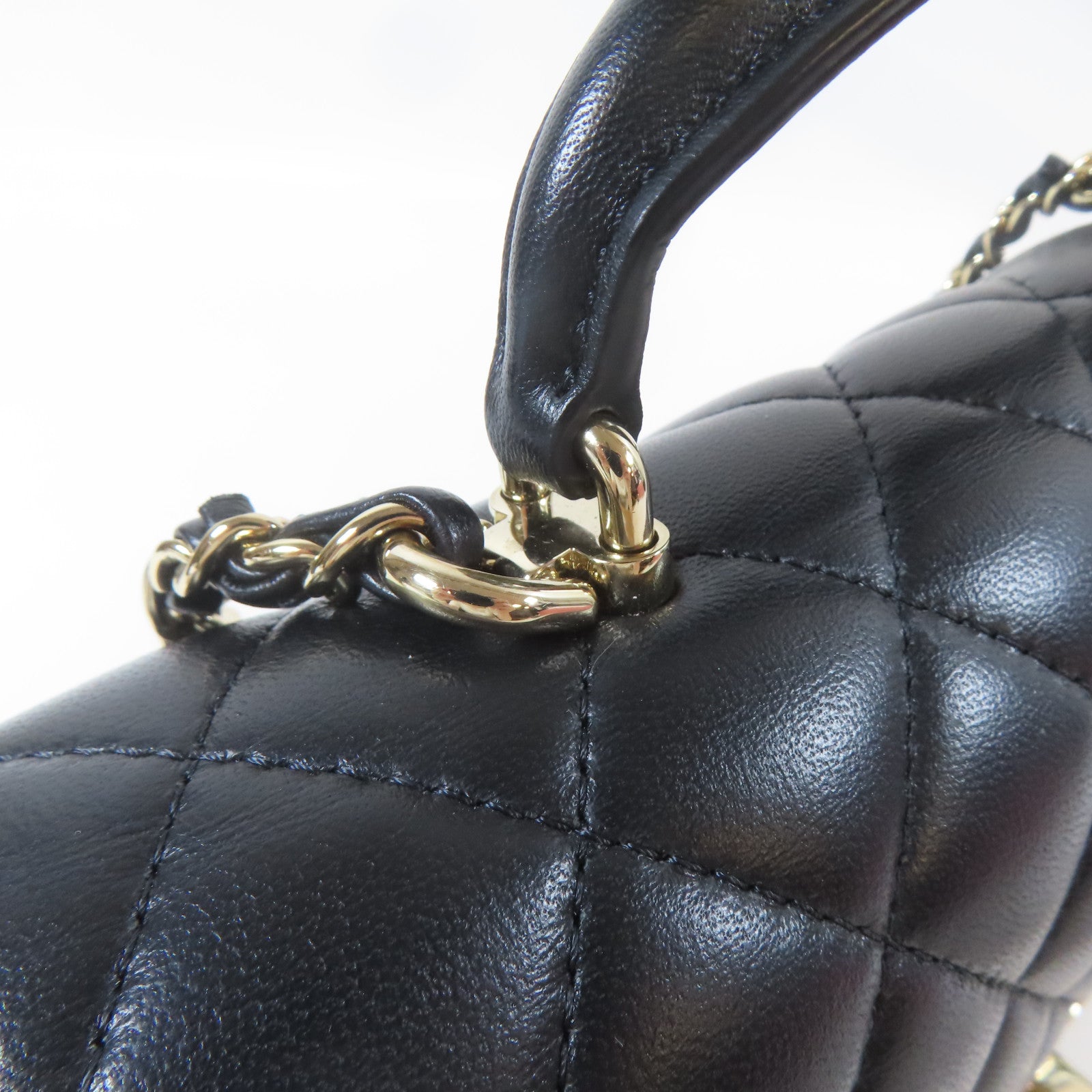 CHANEL 菱格羊皮皮革2way Chain Shoulder Bag金扣鏈帶手挽肩背兩用袋黑色
