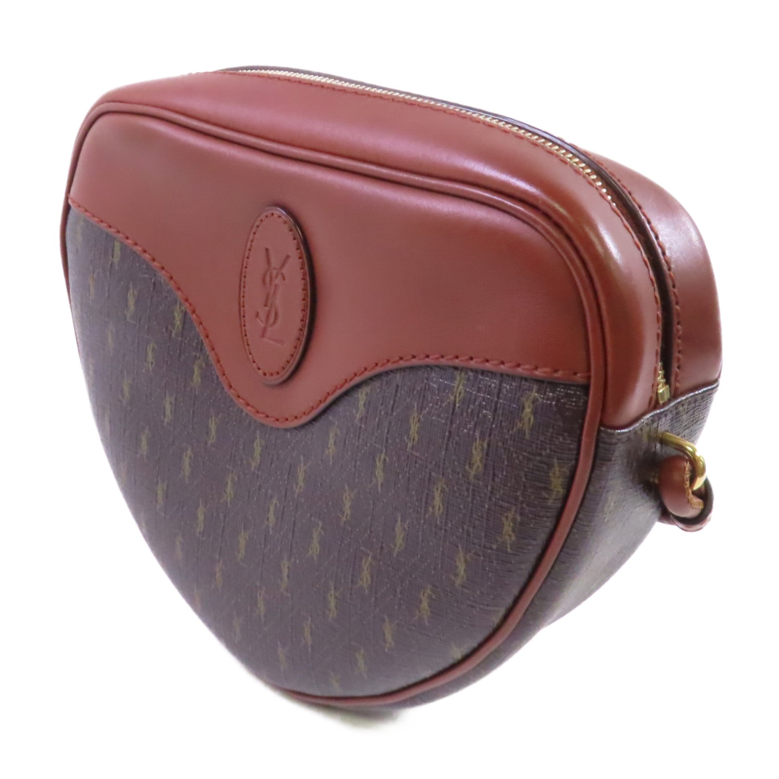 SAINT LAURENT 牛皮皮革 Le Monogram Coeur Shoulder Bag金扣肩背袋啡色