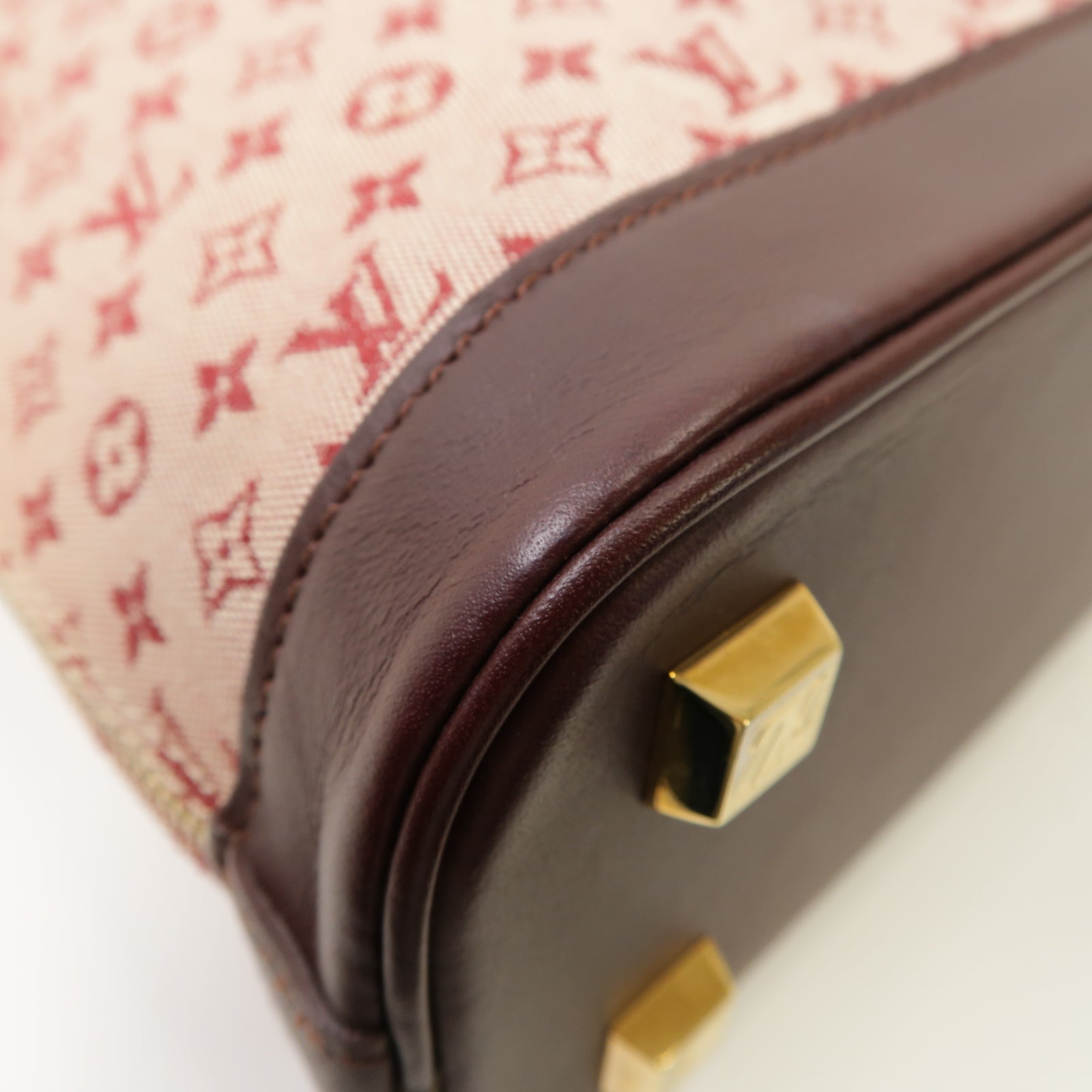 LOUIS VUITTON 【激減優惠】Monogram Mini帆布Alma O金扣手挽袋紅色