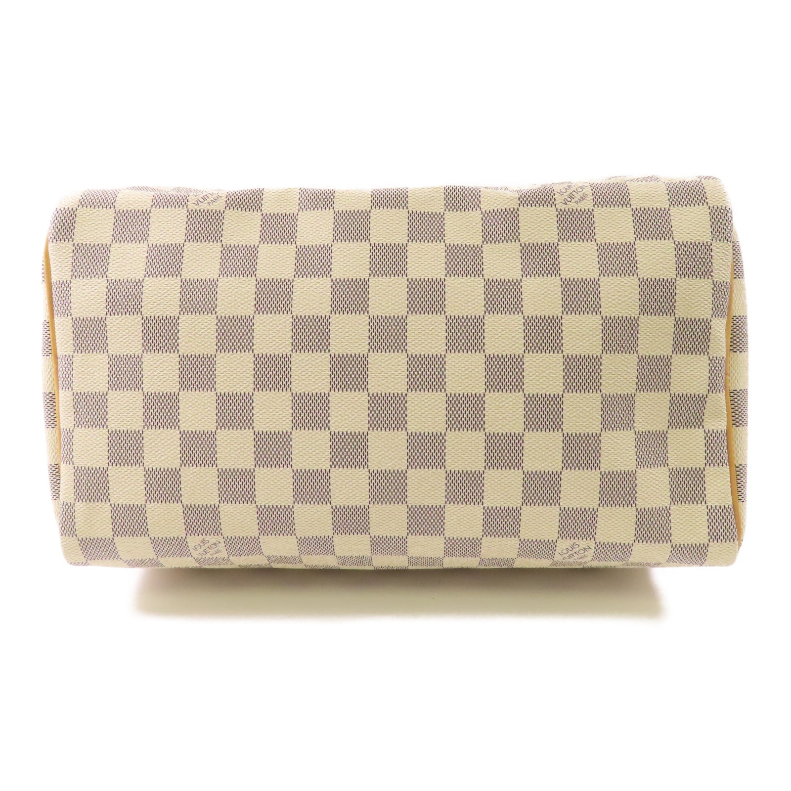 LOUIS VUITTON Damier Azur Speedy 30金扣手挽袋白色