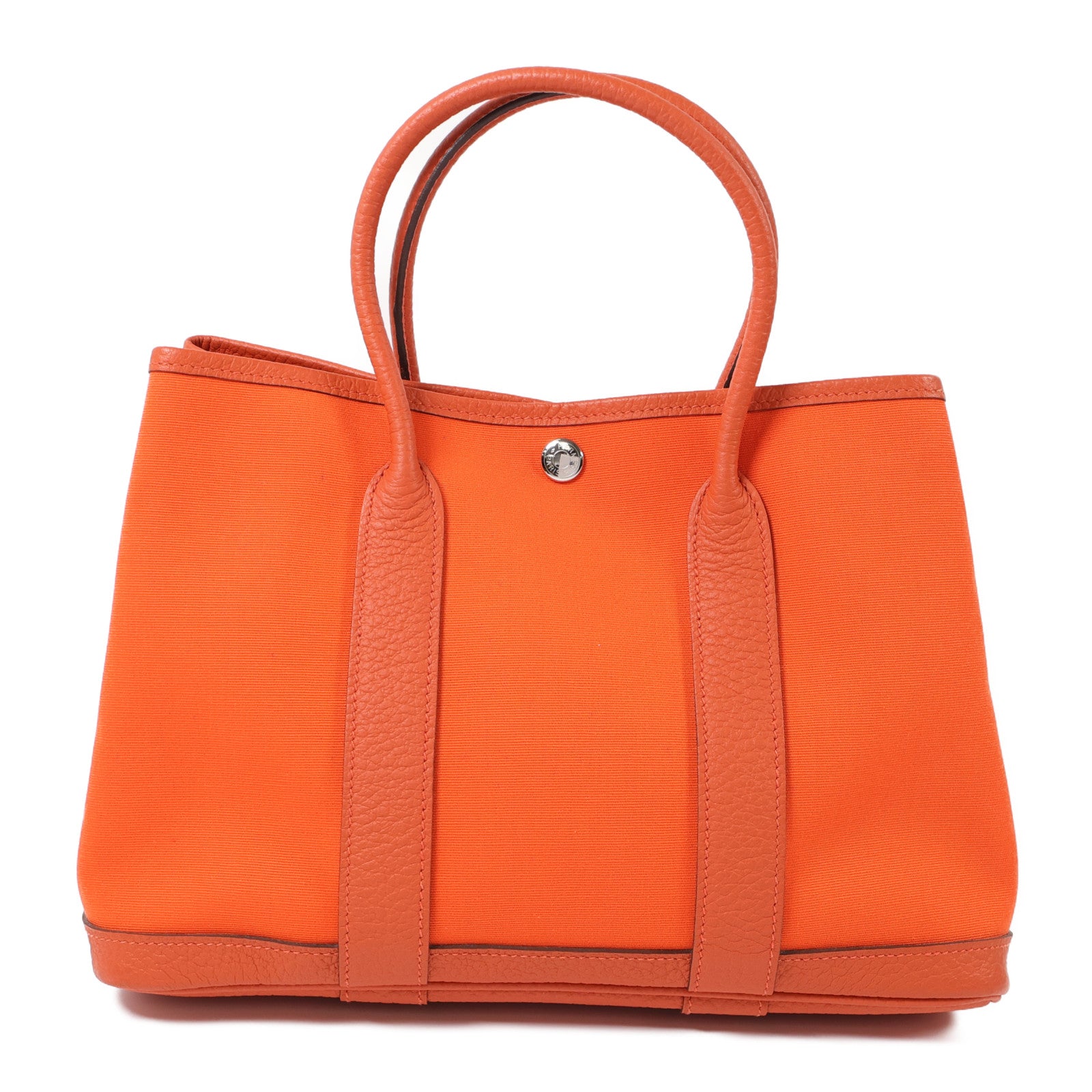 HERMES 帆布Garden Party TPM銀扣手挽袋Feu