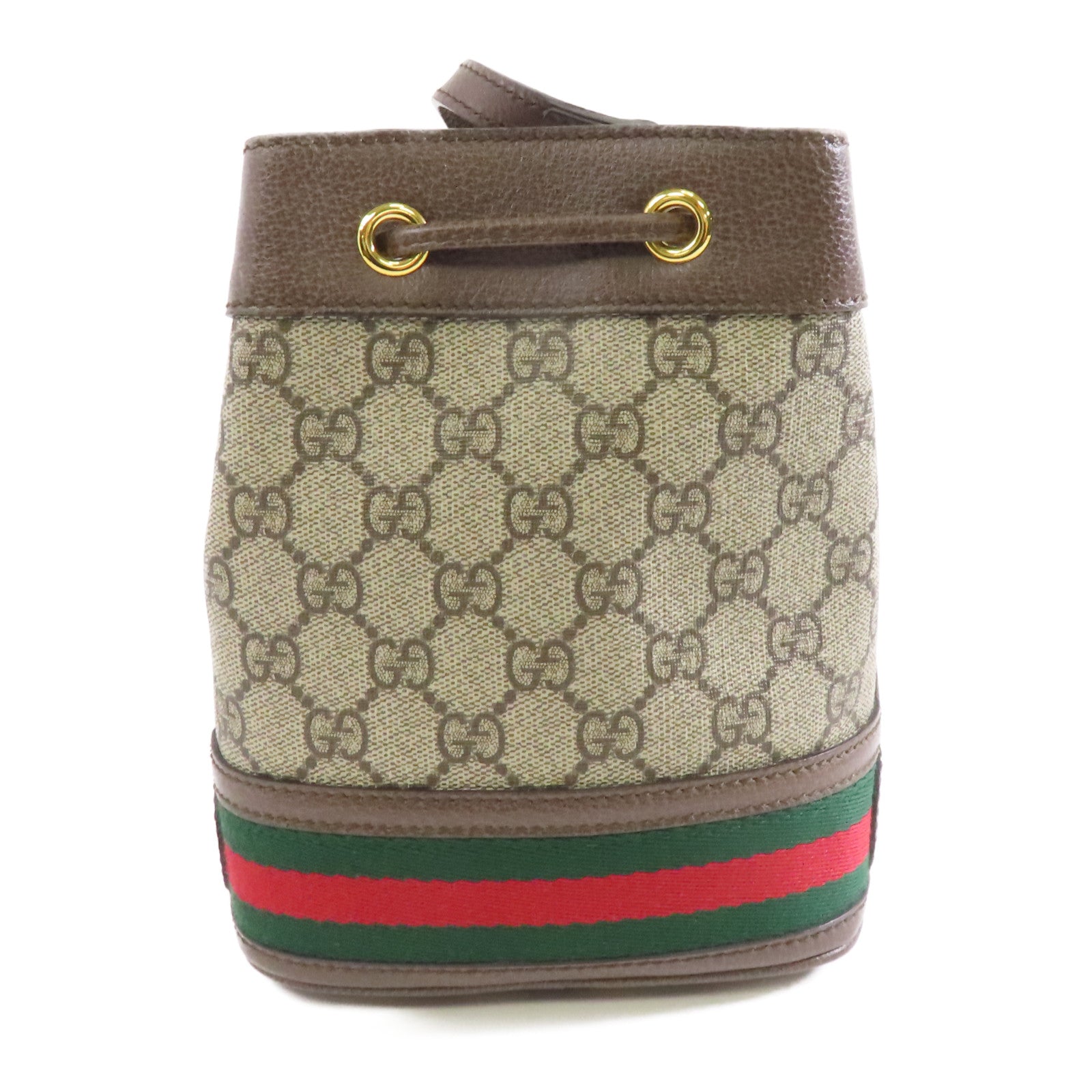 GUCCI 塗層帆布Shoulder Bag金扣肩背袋棕色