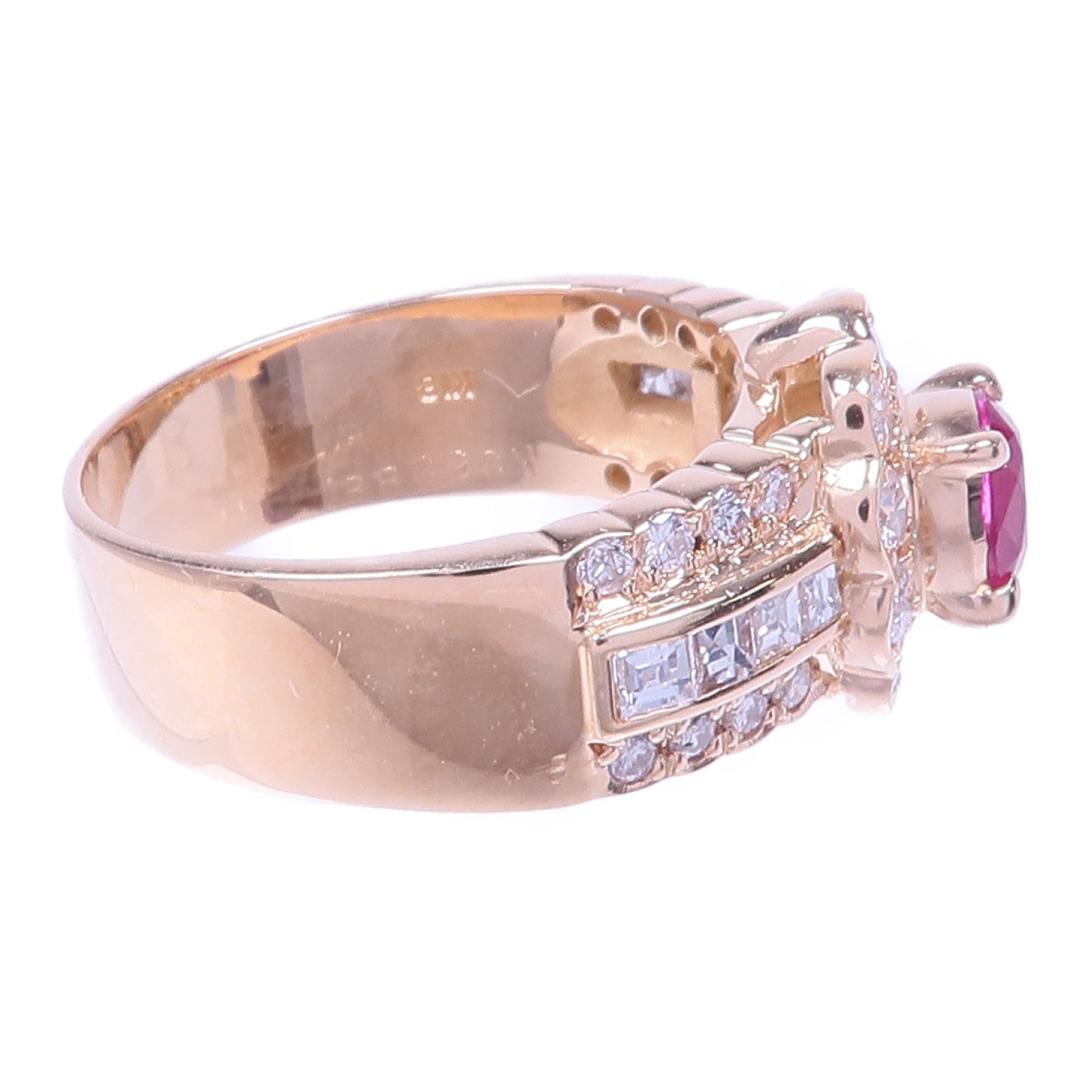 JEWELRY 【激減優惠】18K黃金Ruby Diamond Ring紅寶石/鑽石戒指US#5.5