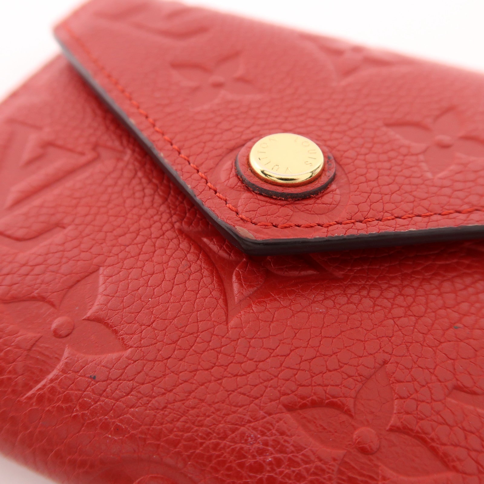 LOUIS VUITTON LV GHW Victorine Tri-fold Wallet Monogram Empreinte Red