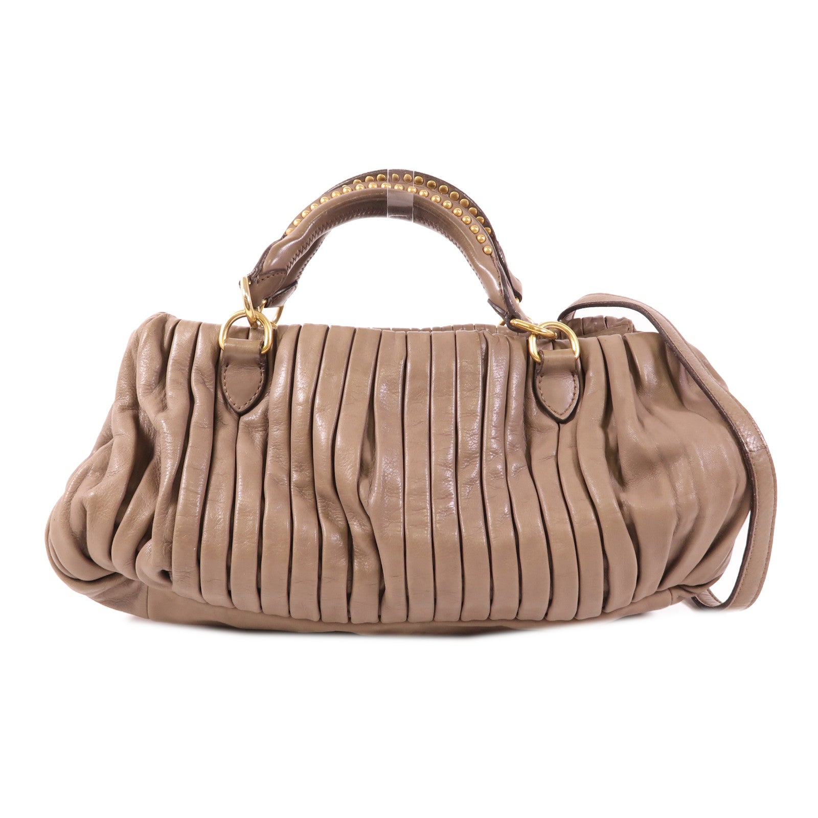 Miu Miu 牛皮皮革2 Way Shoulder金扣手挽肩背兩用袋