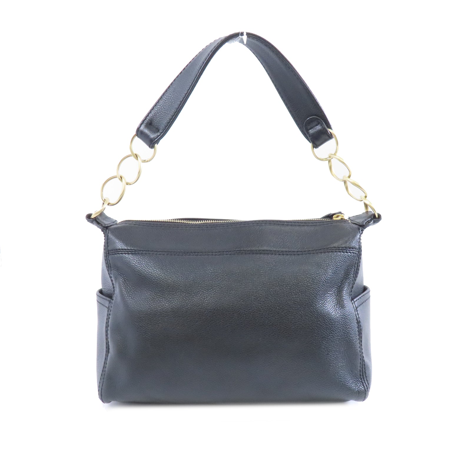 CHANEL 牛皮皮革Shoulder Bag金扣肩背袋黑色