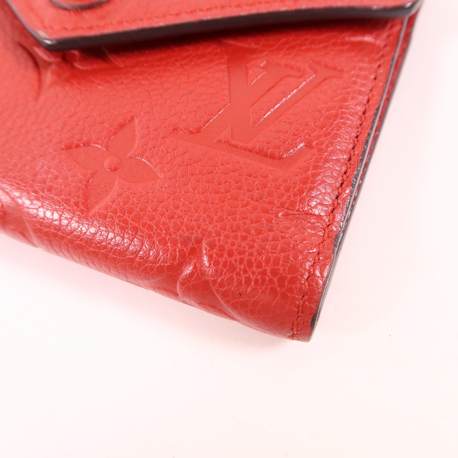 LOUIS VUITTON LV GHW Victorine Tri-fold Wallet Monogram Empreinte Red