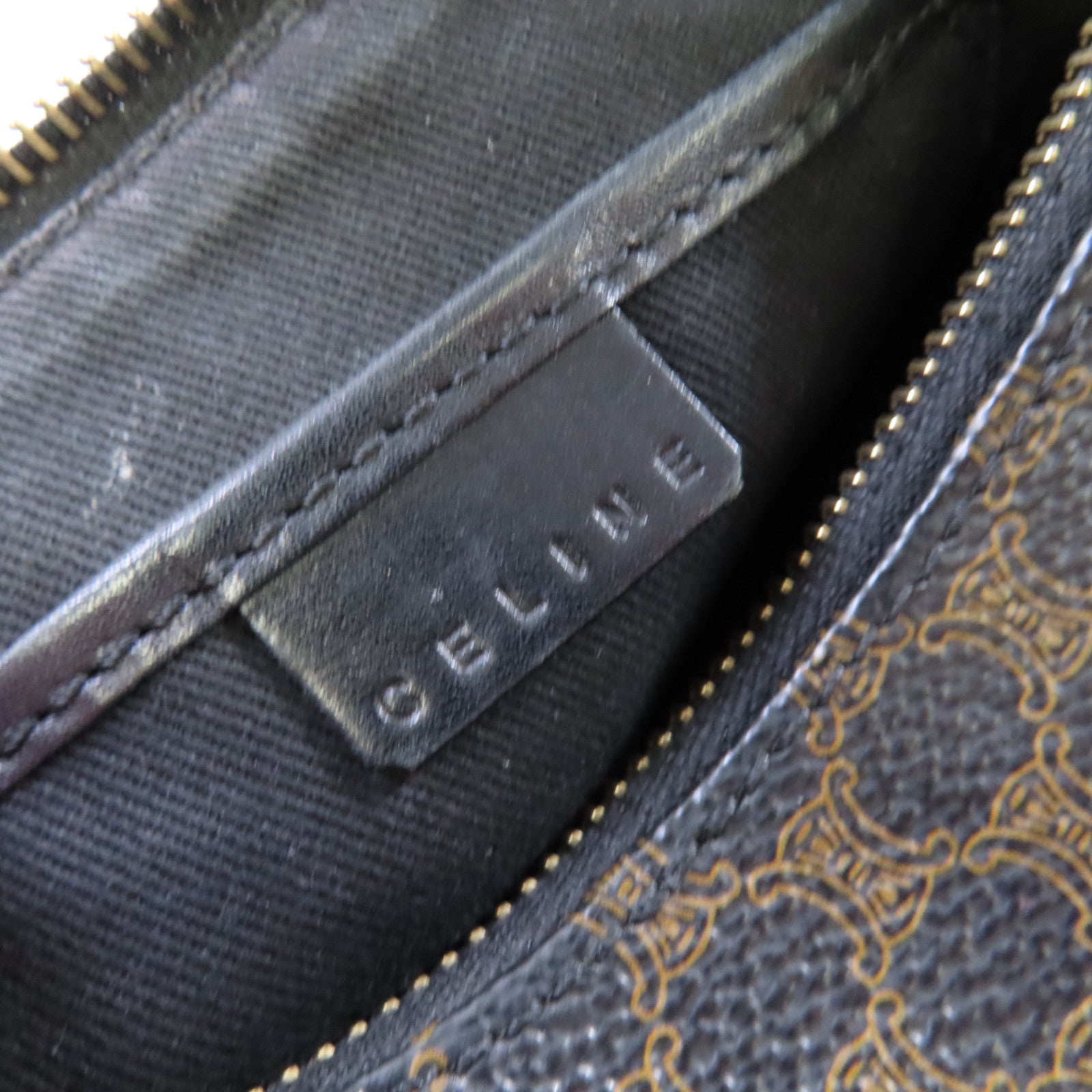 CELINE 塗層帆布Macadam Vanity Shoulder Bag金扣肩背袋啡色