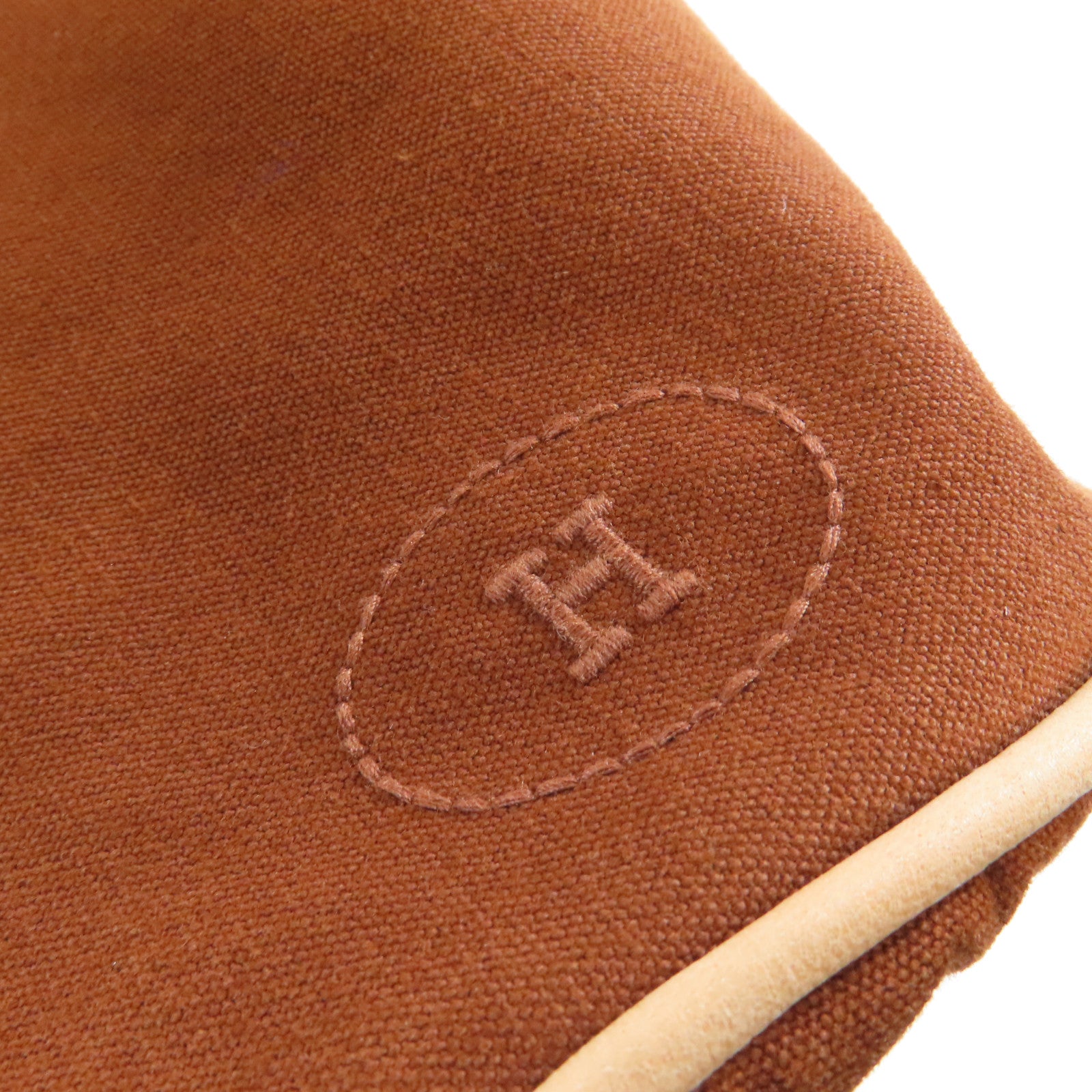 HERMES 【激減優惠】帆布Shoulder Bag金扣肩背袋啡色