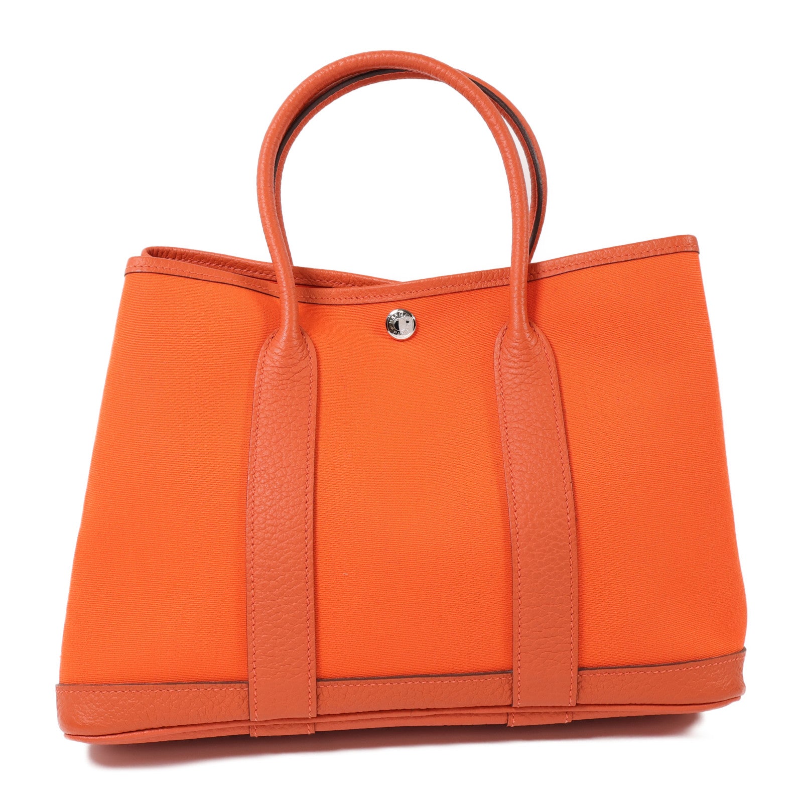 HERMES 帆布Garden Party TPM銀扣手挽袋Feu