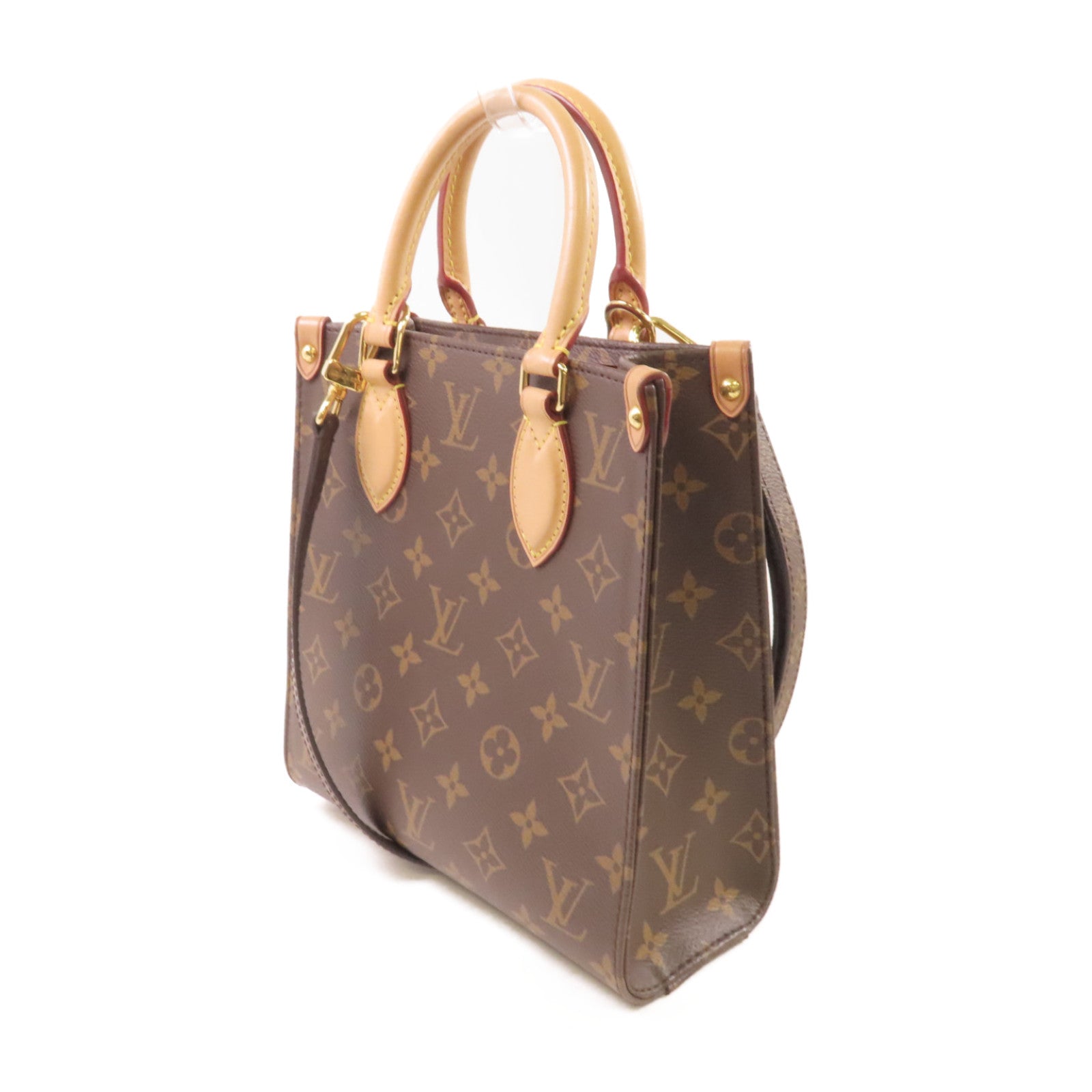 LOUIS VUITTON Monogram Sac Plat BB 2Way Shoulder Bag金扣手挽肩背兩用袋啡色/紅色