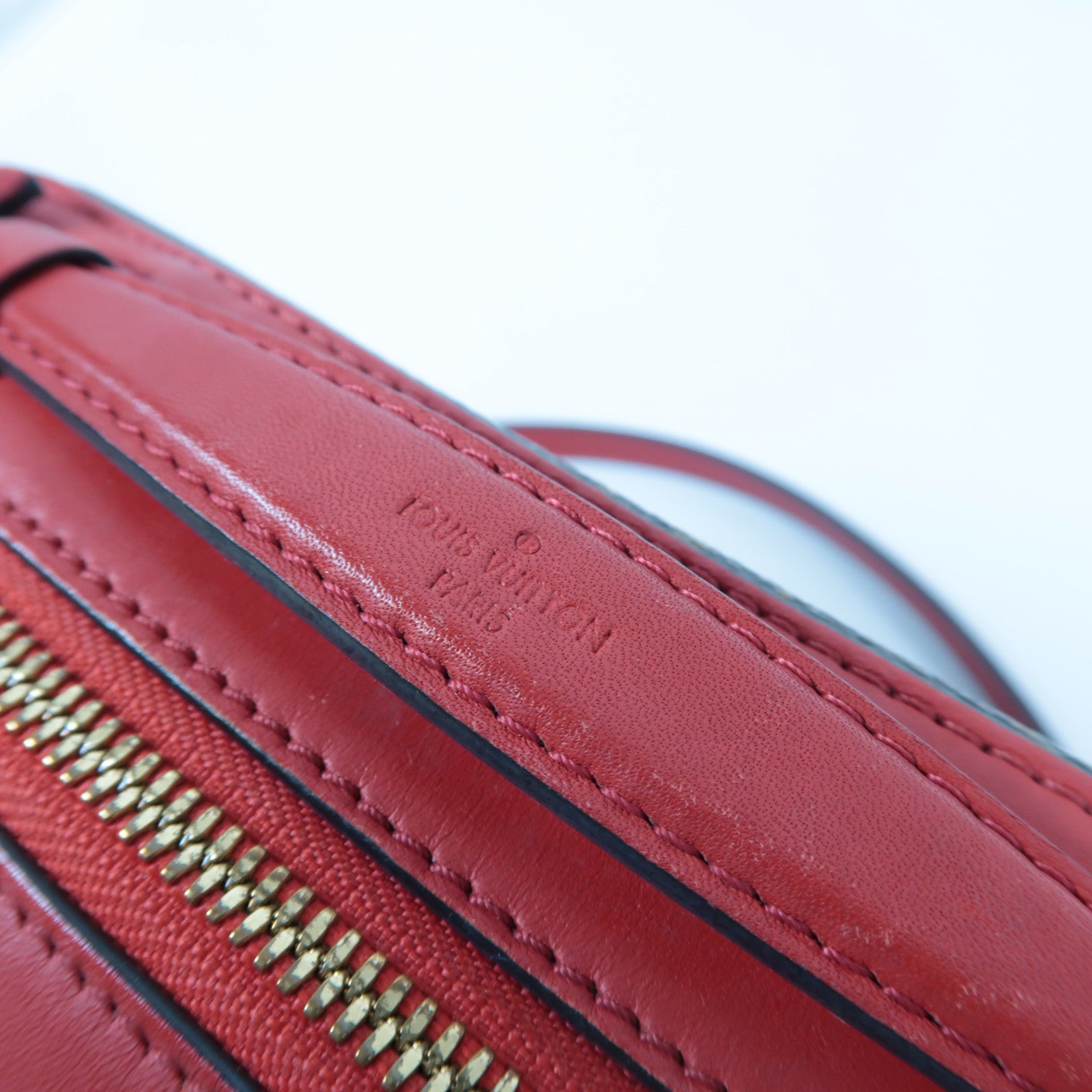 LOUIS VUITTON Monogram Saintonge金扣肩背袋啡色/紅色