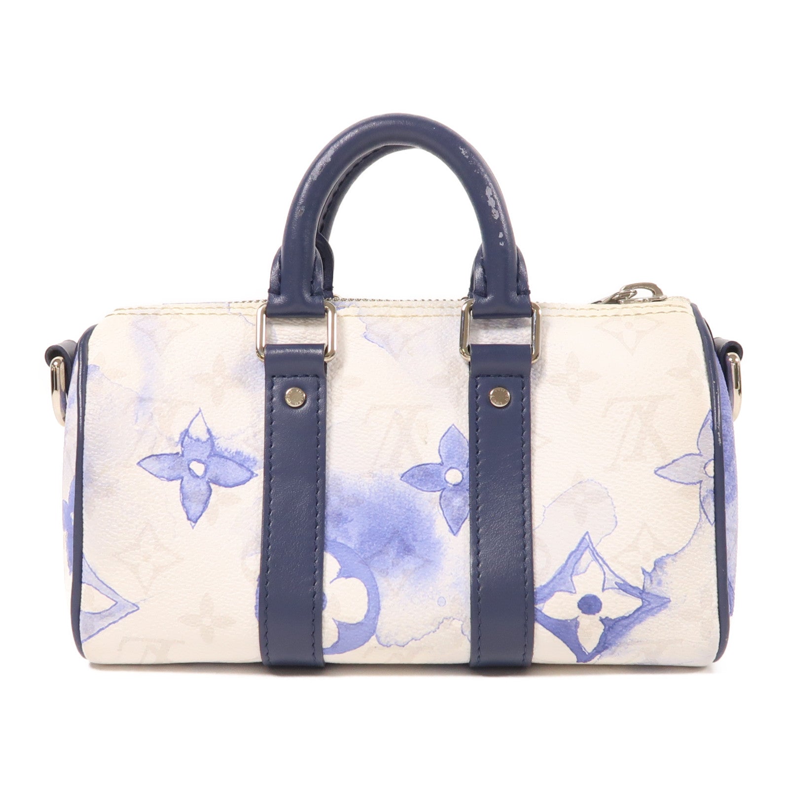 LOUIS VUITTON Watercolor Monogram Keepall XS銀扣手挽肩背兩用袋白色/藍色
