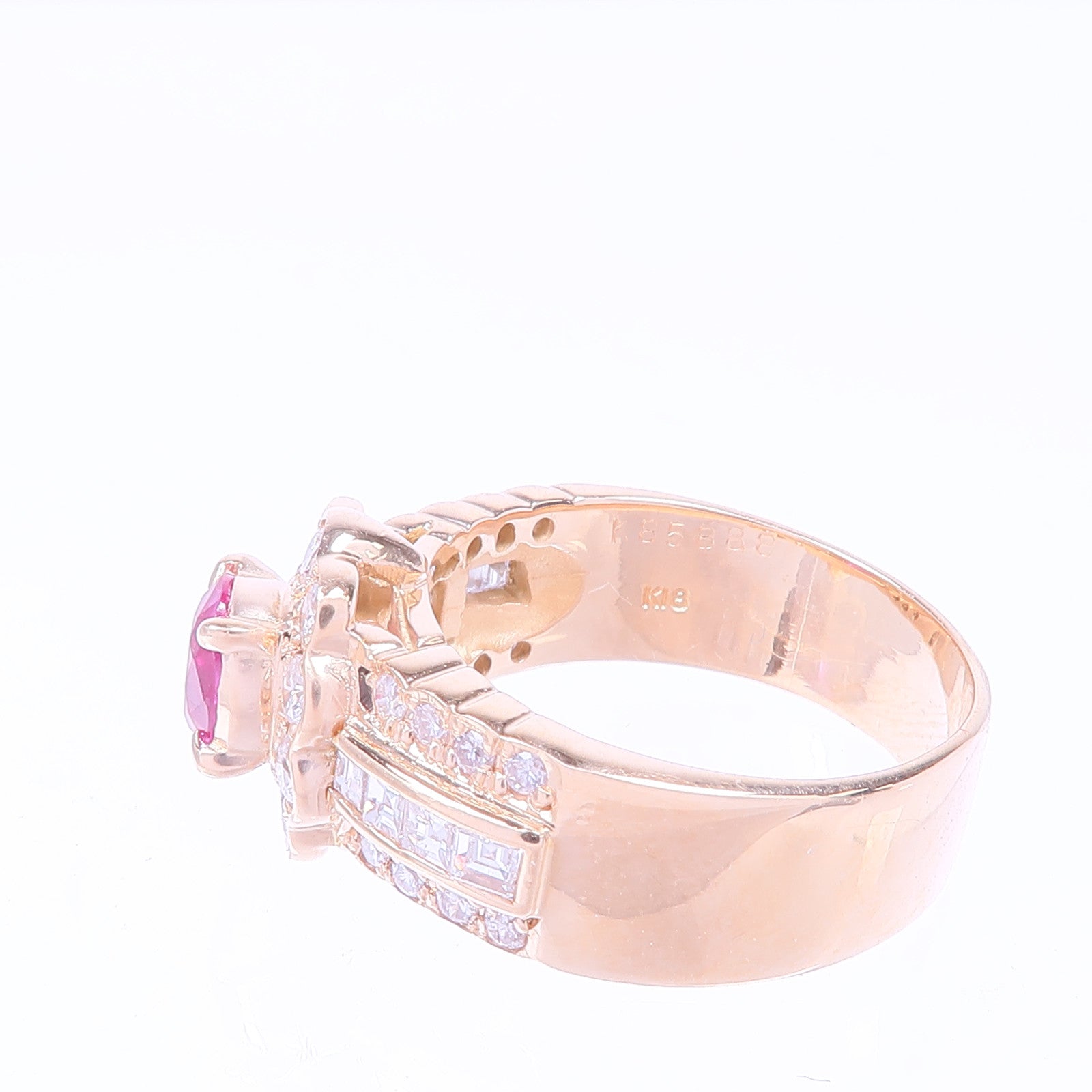 JEWELRY 【激減優惠】18K黃金Ruby Diamond Ring紅寶石/鑽石戒指US#5.5