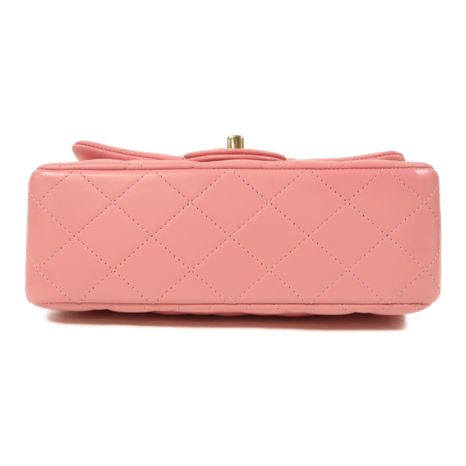CHANEL 羊皮皮革Mini Flap Bag With Top Handle金扣手挽肩背兩用袋粉紅色