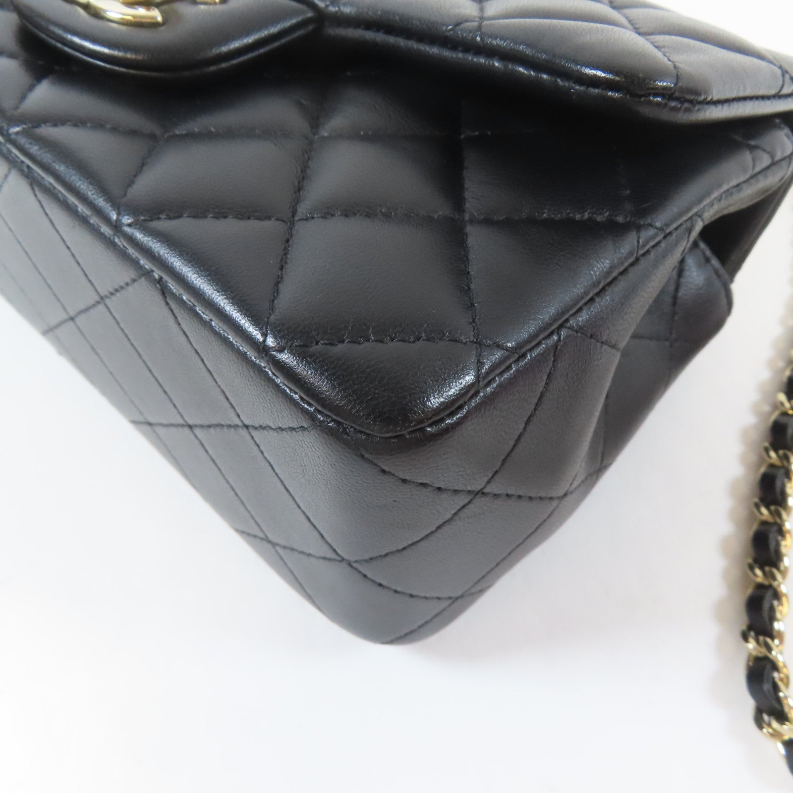 CHANEL 菱格羊皮皮革2way Chain Shoulder Bag金扣鏈帶手挽肩背兩用袋黑色