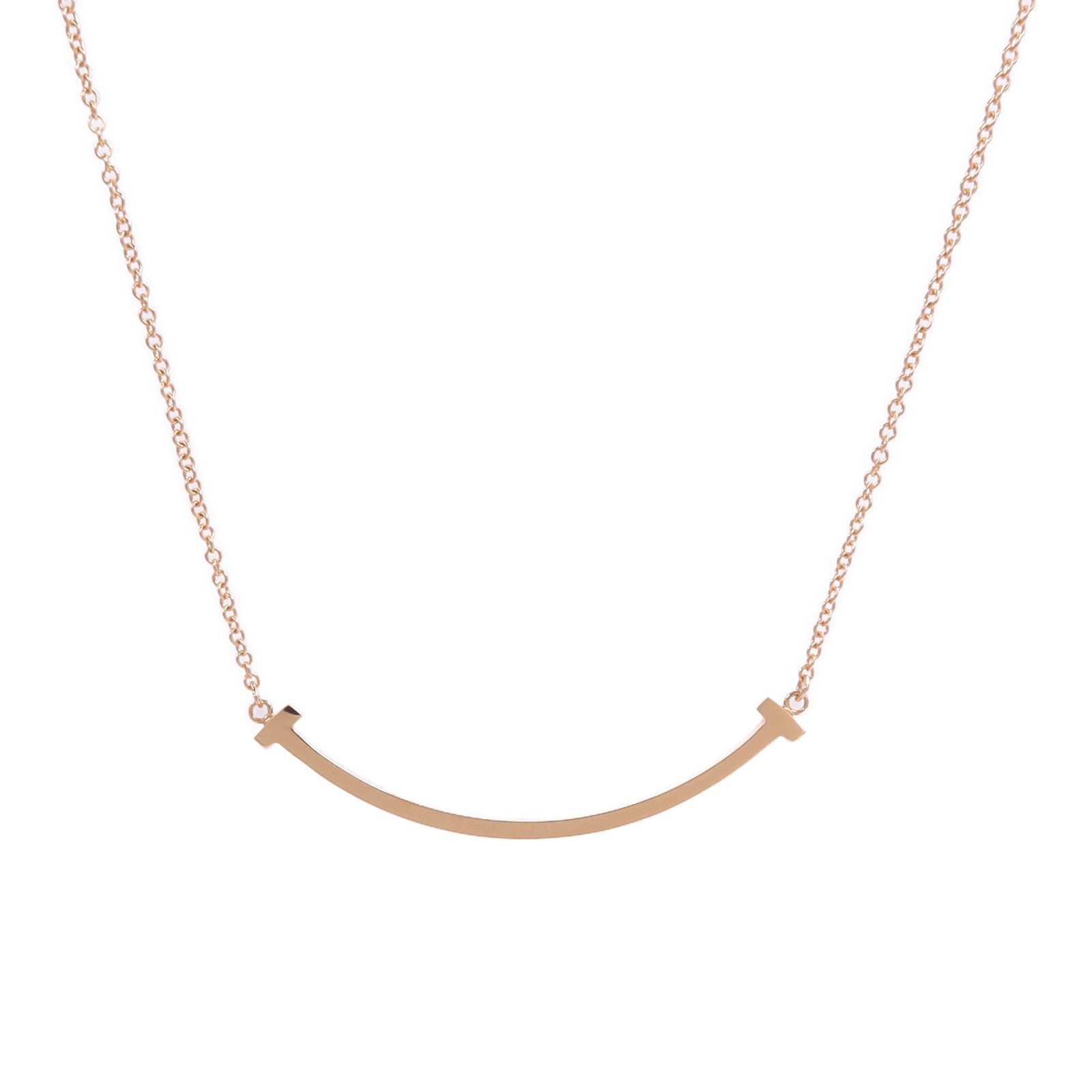 TIFFANY＆CO 18K玫瑰金T Smile Necklace項鍊