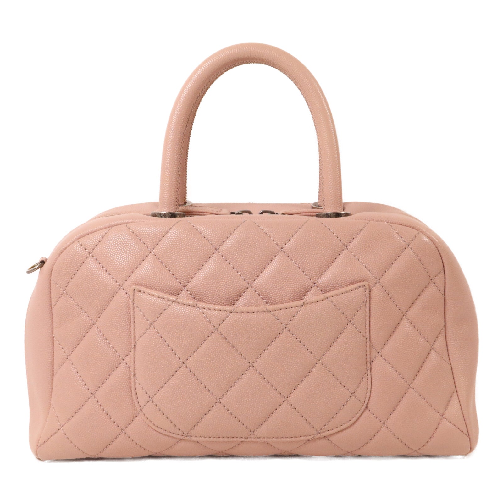 CHANEL 牛皮皮革Bowling Bag鏈帶手挽肩背兩用袋