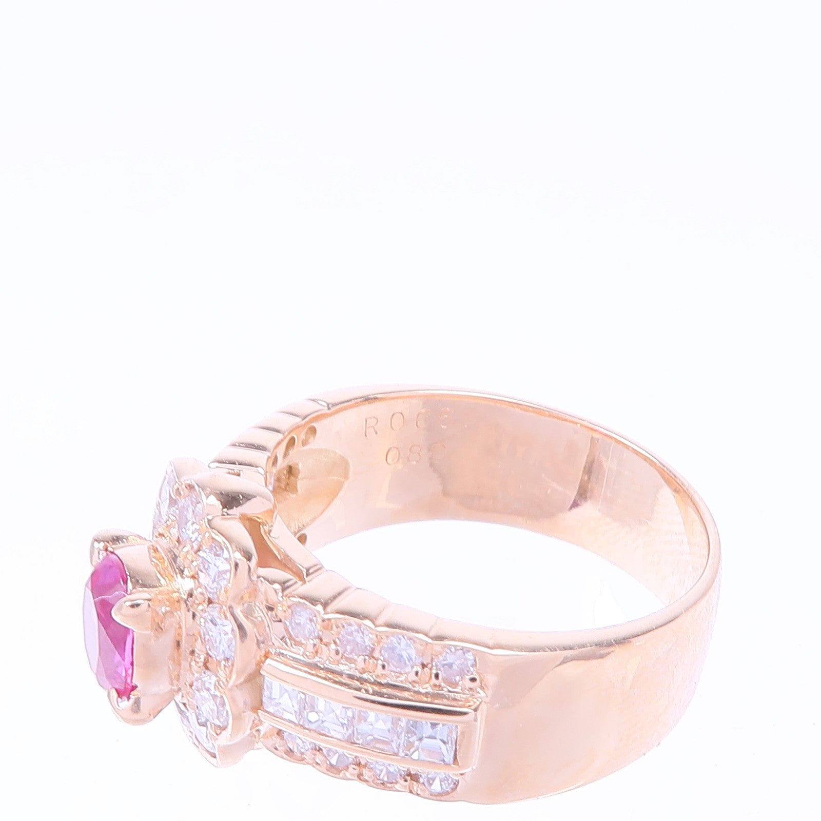 JEWELRY 【激減優惠】18K黃金Ruby Diamond Ring紅寶石/鑽石戒指US#5.5