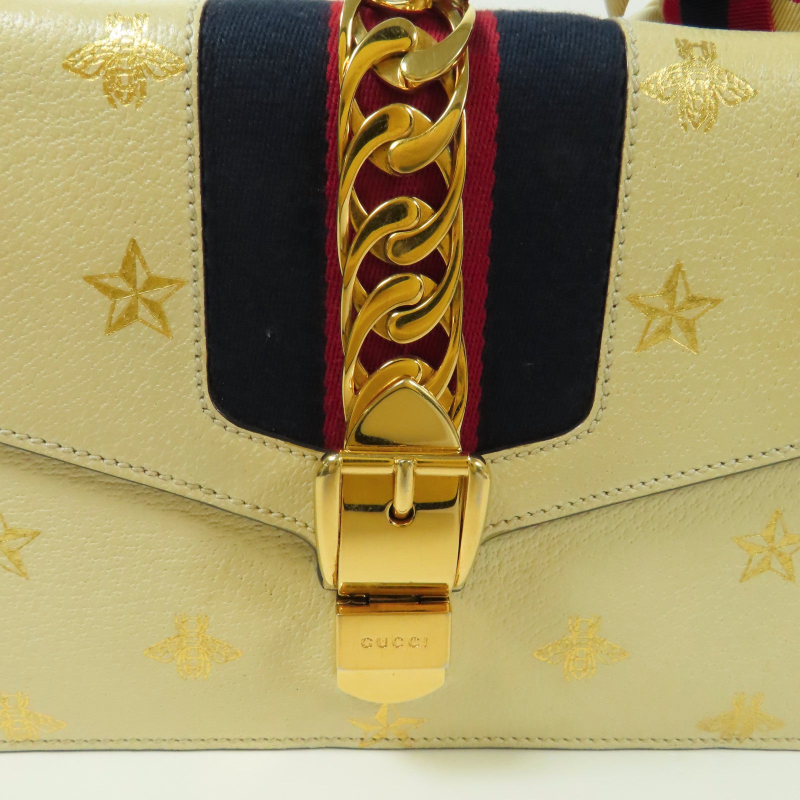 GUCCI 牛皮皮革Bee Star Sylvie金扣肩背袋