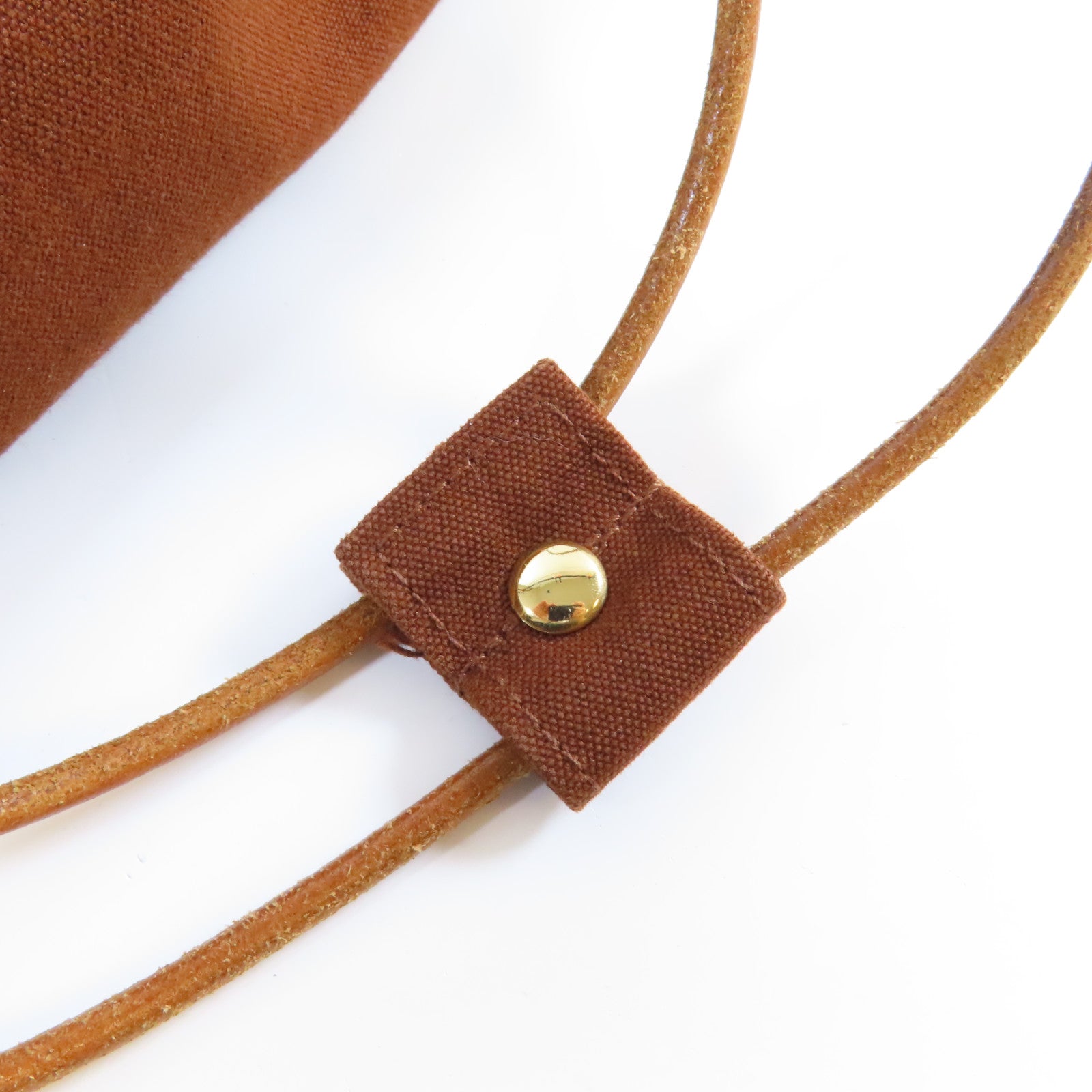 HERMES 【激減優惠】帆布Shoulder Bag金扣肩背袋啡色