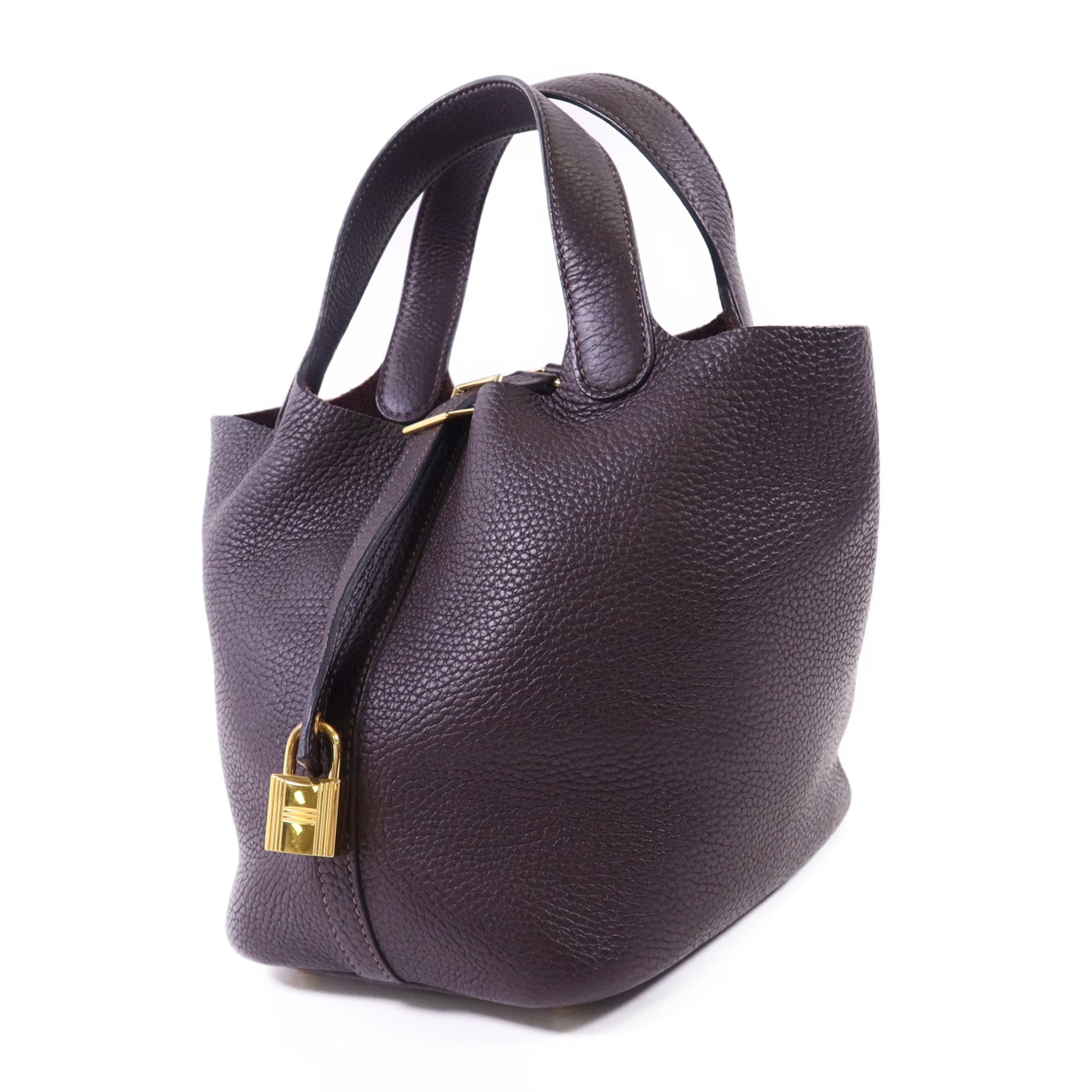 HERMES Clemence皮革Picotin PM金扣手挽袋