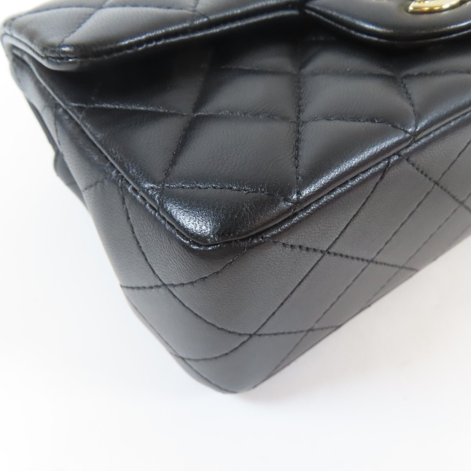 CHANEL 菱格羊皮皮革2way Chain Shoulder Bag金扣鏈帶手挽肩背兩用袋黑色