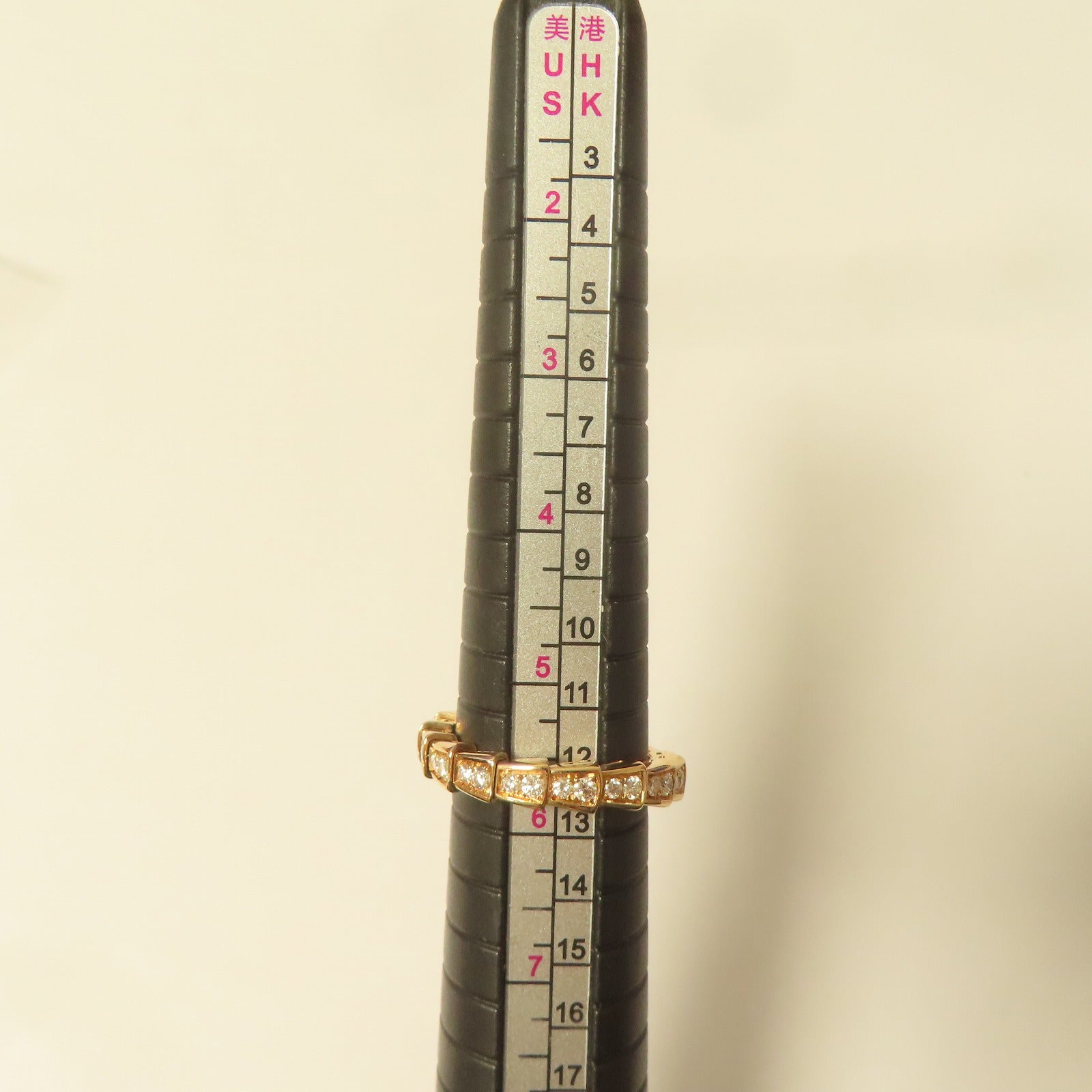BVLGARI 18K玫瑰金Serpenti Viper Ring戒指US#5.75/BVLGARI＃51