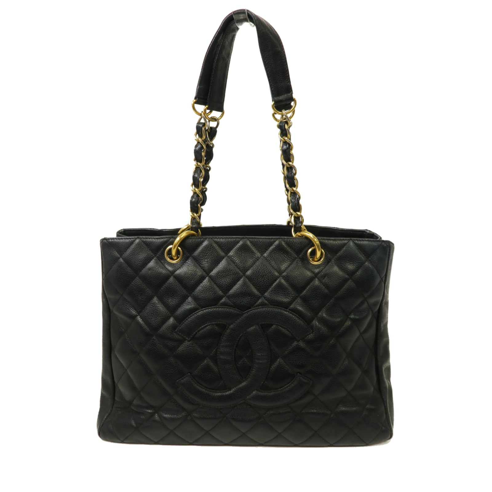 CHANEL 【激減優惠】菱格Caviar皮革GST金扣鏈帶肩背袋黑色