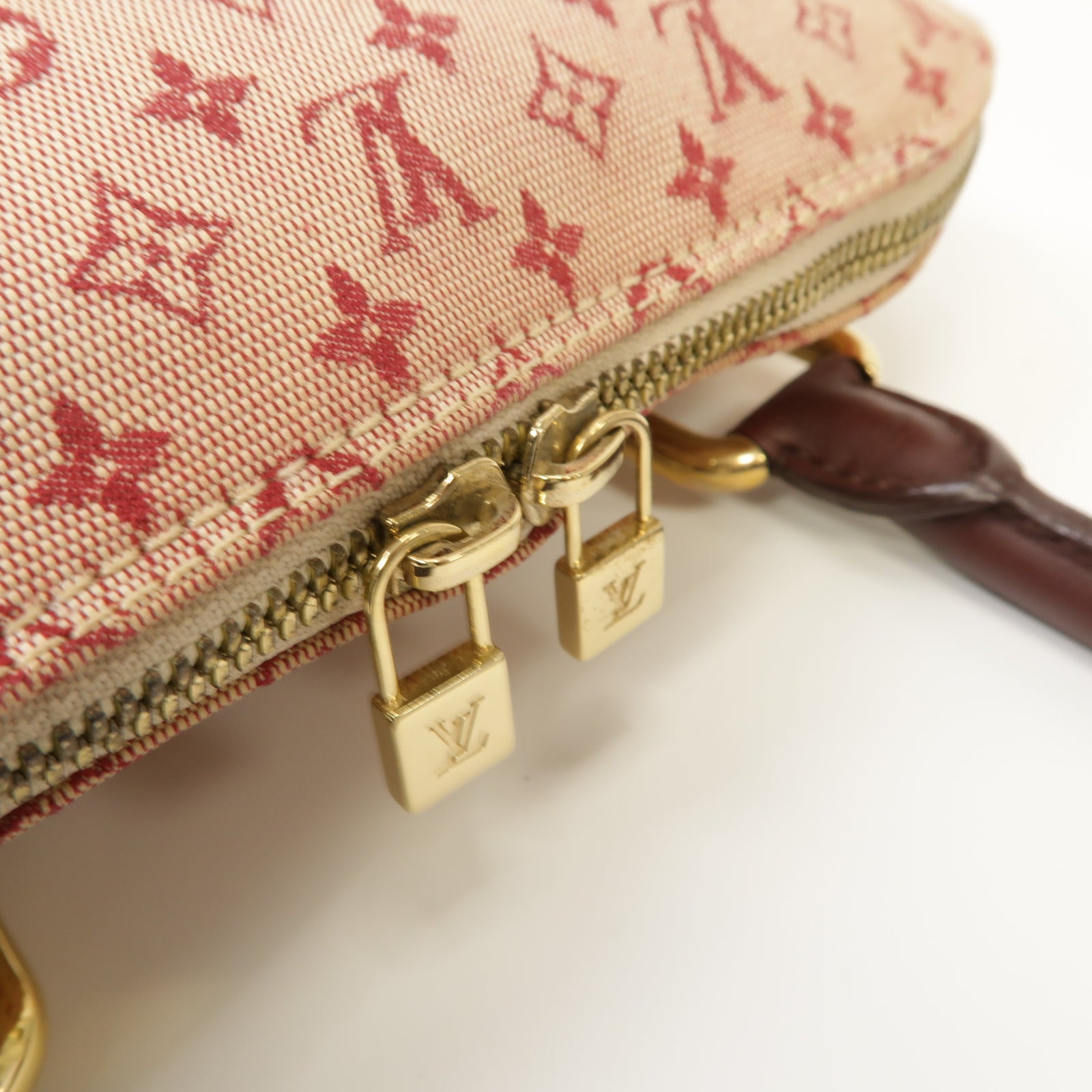 LOUIS VUITTON 【激減優惠】Monogram Mini帆布Alma O金扣手挽袋紅色