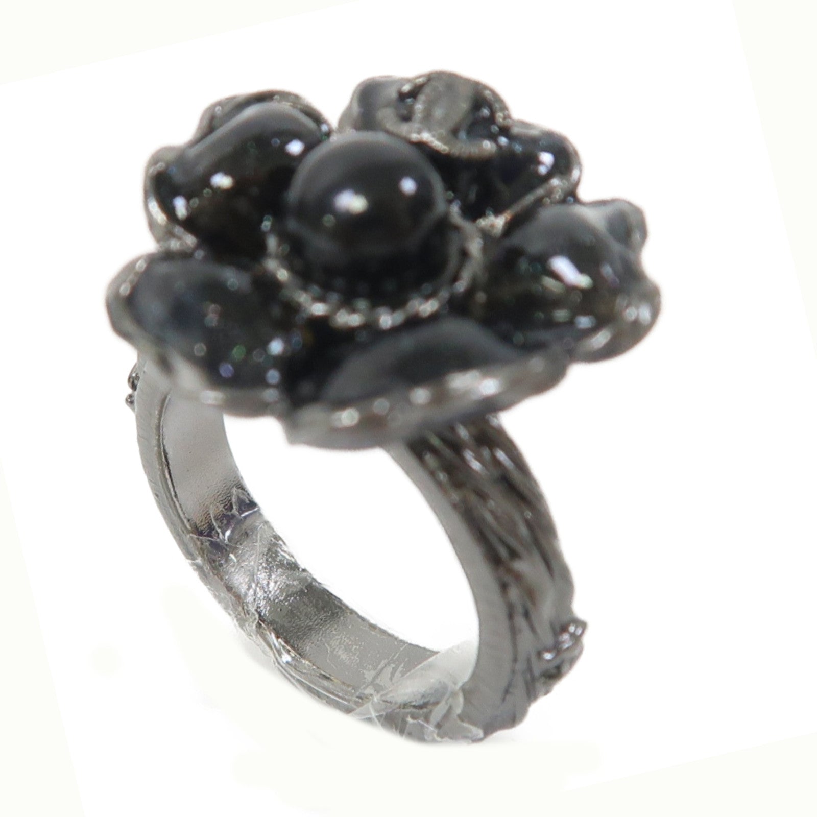 CHANEL 金屬Ring戒指黑色/灰色US#6.5