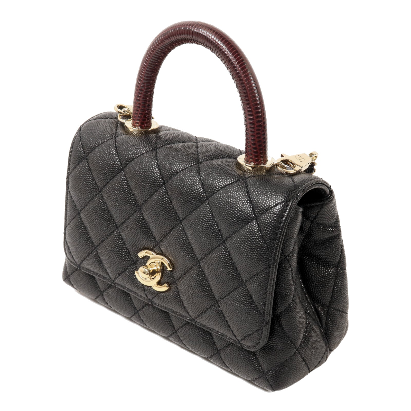 CHANEL 牛皮皮革Mini Coco Handle鏈帶手挽肩背兩用袋