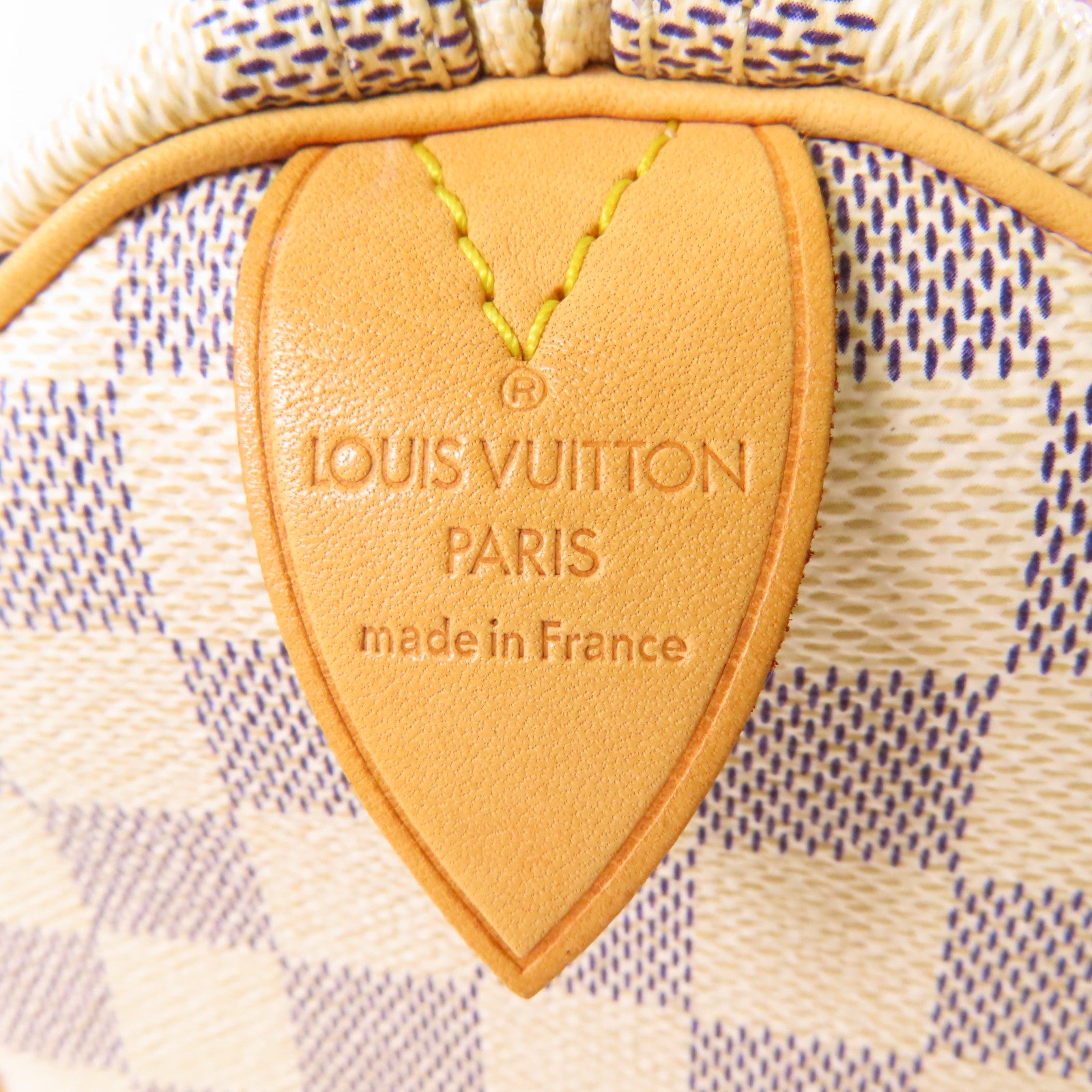 LOUIS VUITTON Damier Azur Speedy 30金扣手挽袋白色