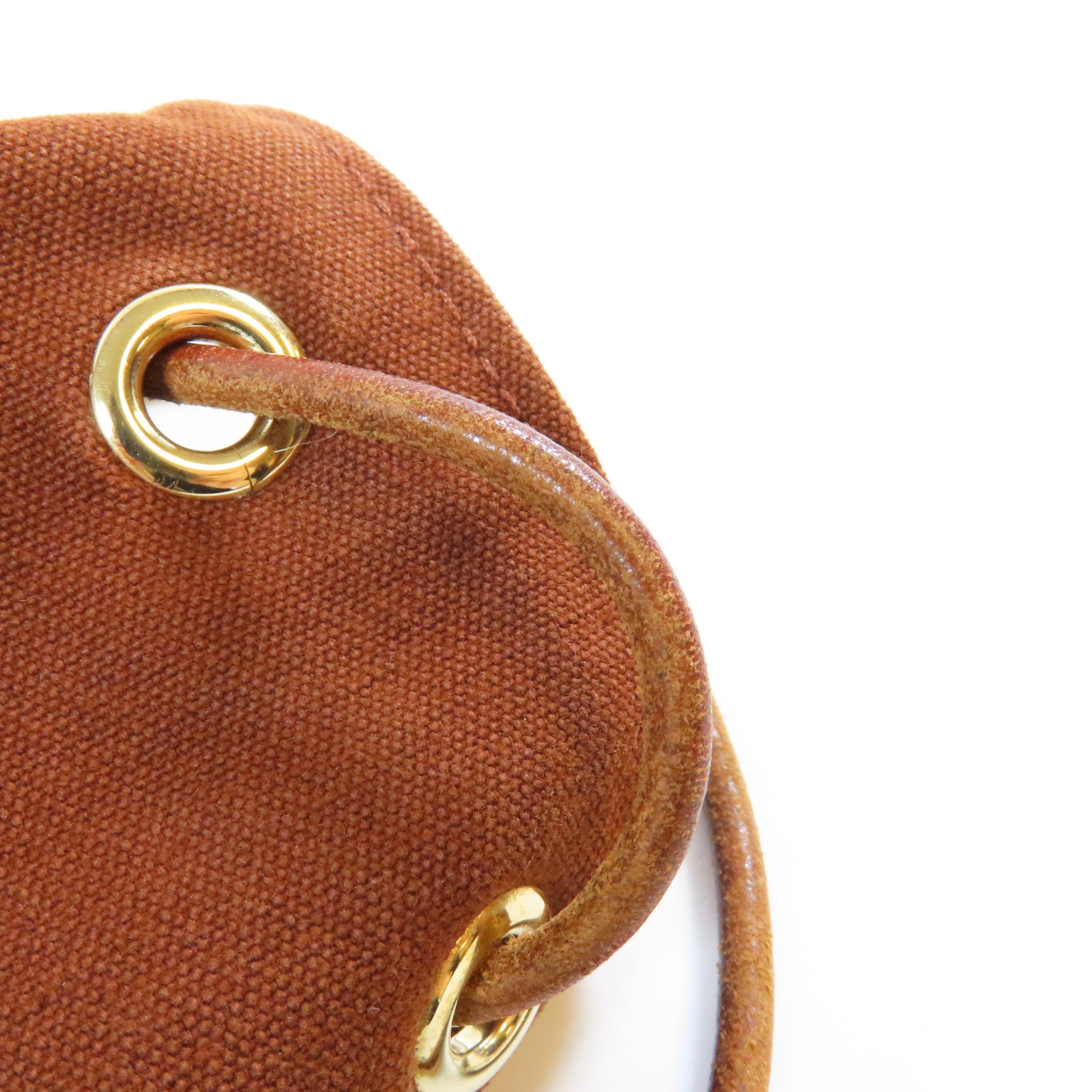 HERMES 【激減優惠】帆布Shoulder Bag金扣肩背袋啡色