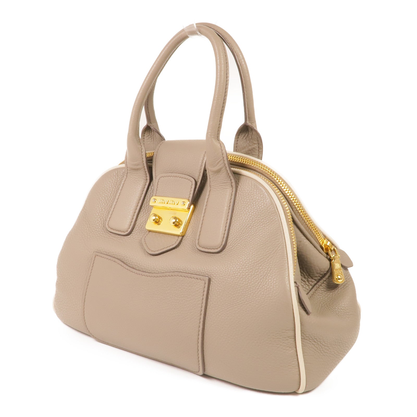 Miu Miu 牛皮皮革2 Way Shoulder金扣手挽肩背兩用袋