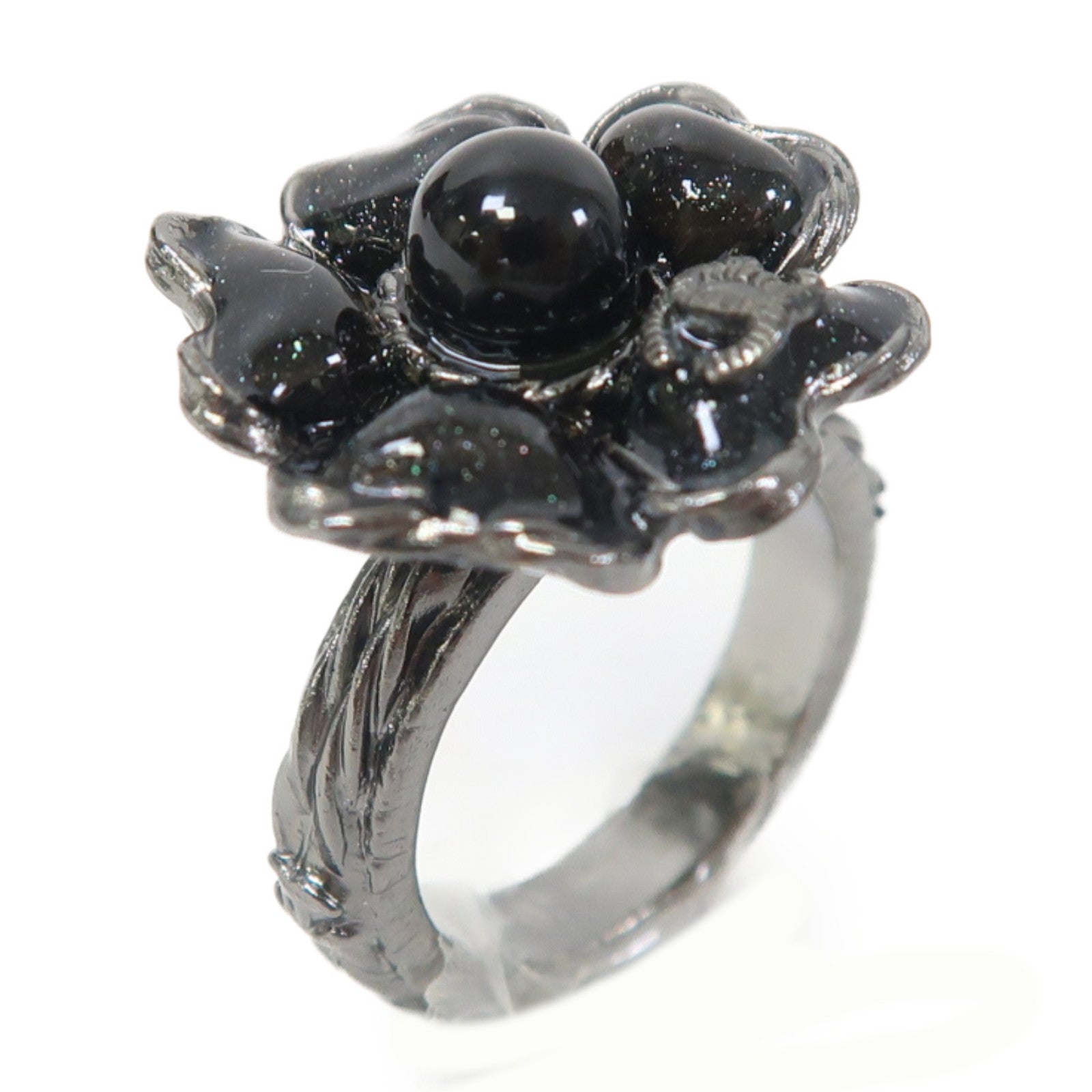 CHANEL 金屬Ring戒指黑色/灰色US#6.5