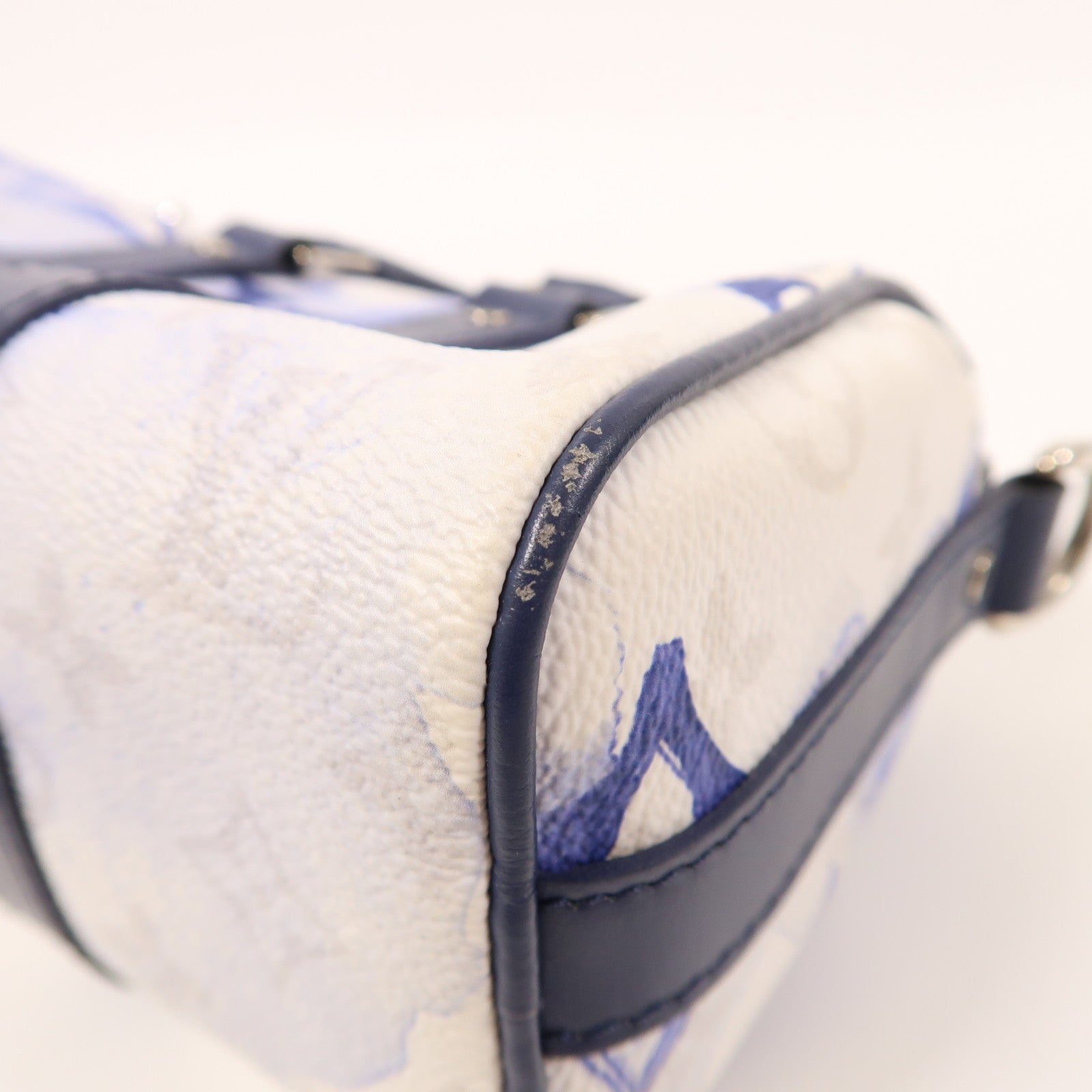 LOUIS VUITTON Watercolor Monogram Keepall XS銀扣手挽肩背兩用袋白色/藍色