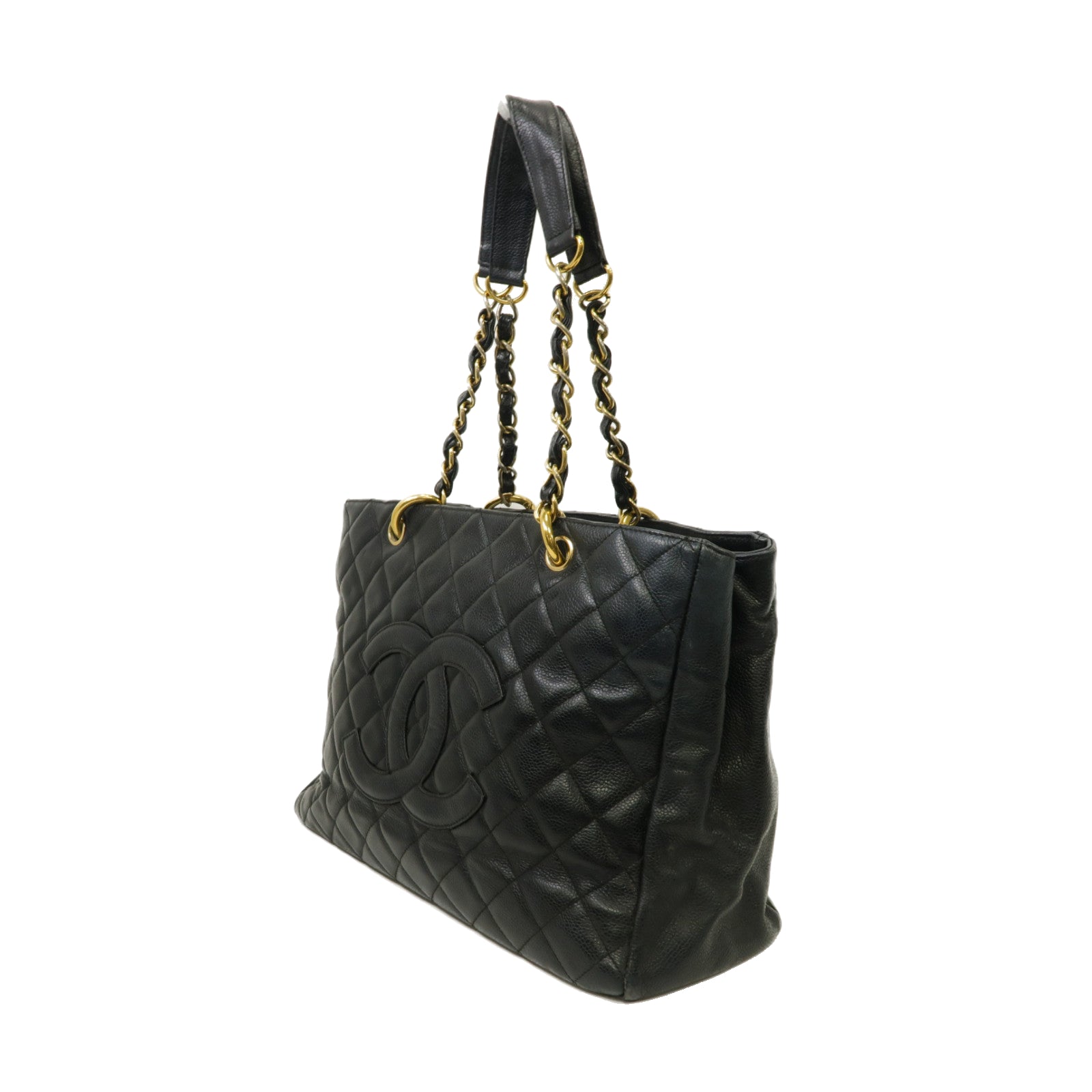 CHANEL 【激減優惠】菱格Caviar皮革GST金扣鏈帶肩背袋黑色