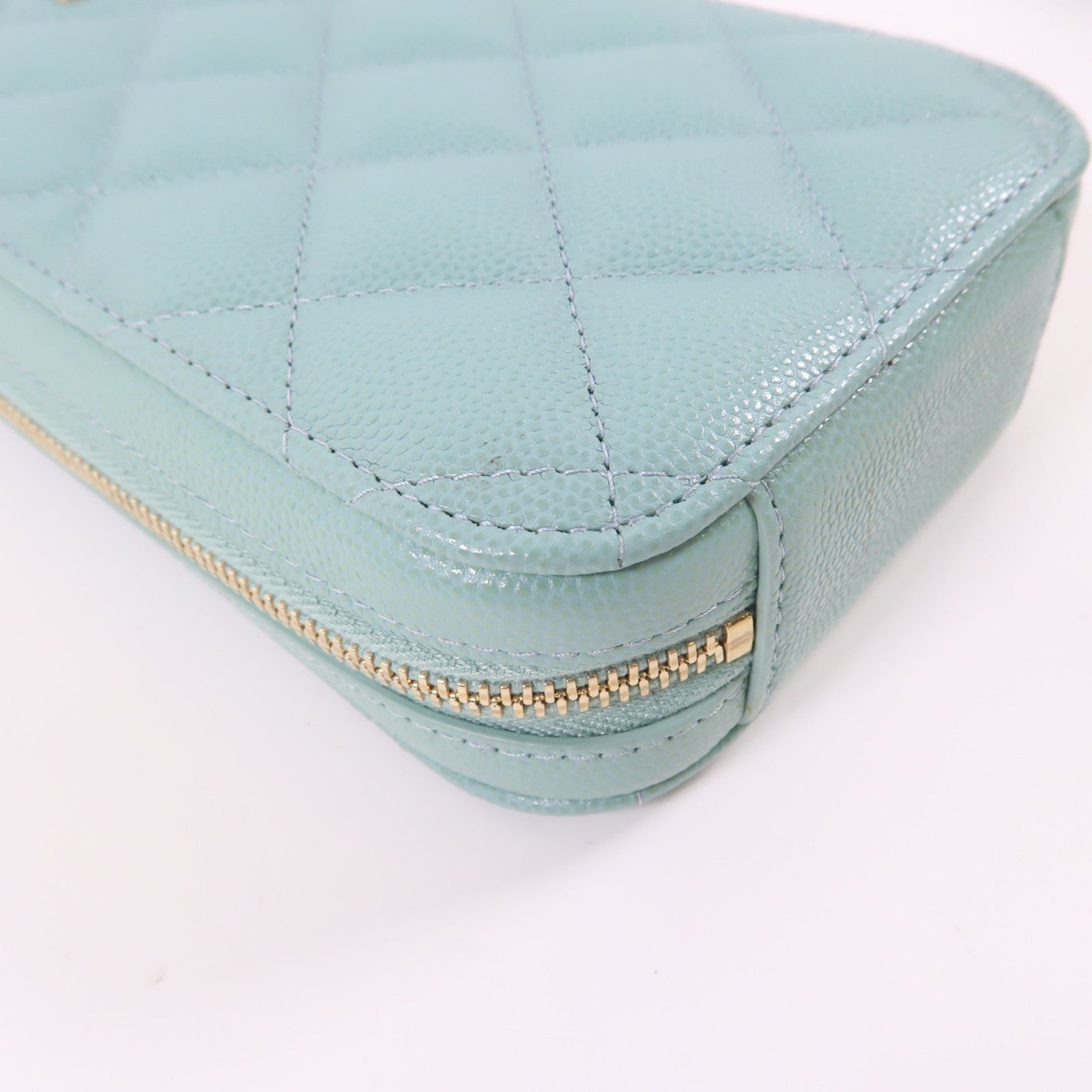 CHANEL CC GHW Phone Bag Shoulder Bag Calfskin Leather Green