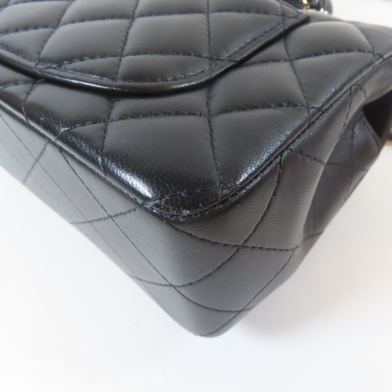 CHANEL 菱格羊皮皮革2way Chain Shoulder Bag金扣鏈帶手挽肩背兩用袋黑色