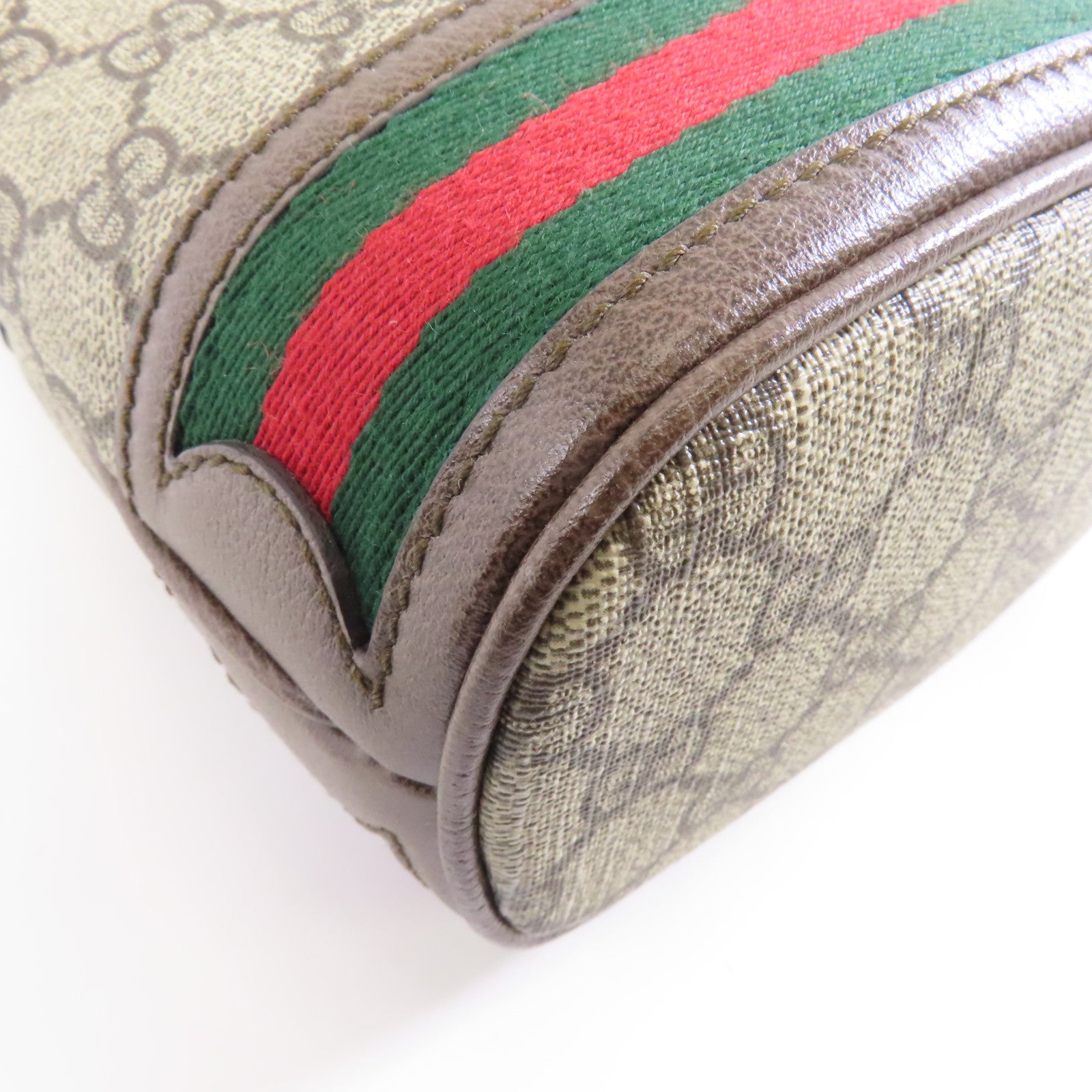 GUCCI 塗層帆布Shoulder Bag金扣肩背袋棕色