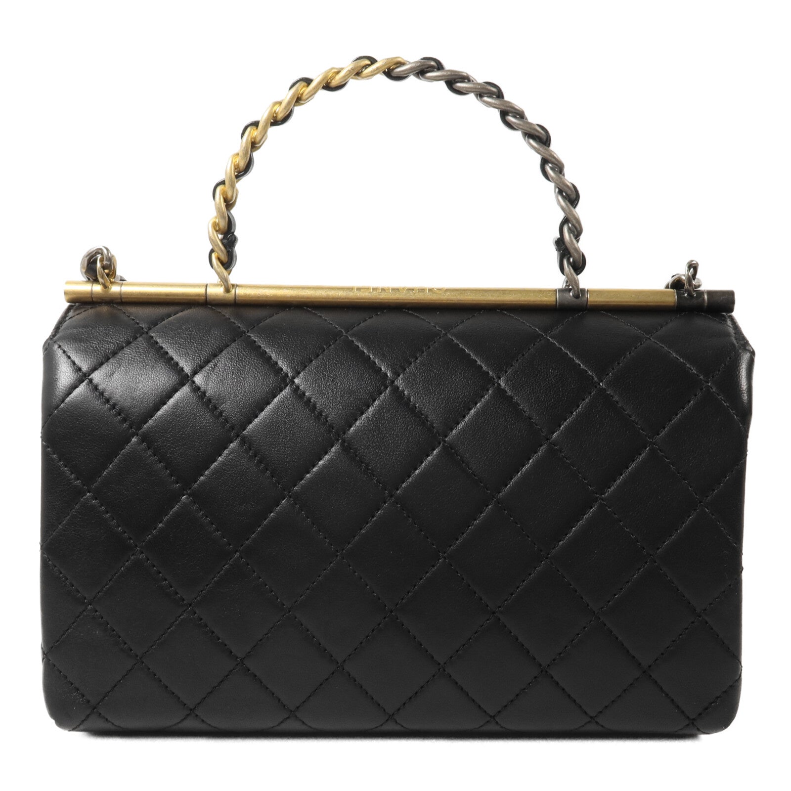 CHANEL 羊皮皮革Top Handle Flap鏈帶手挽肩背兩用袋