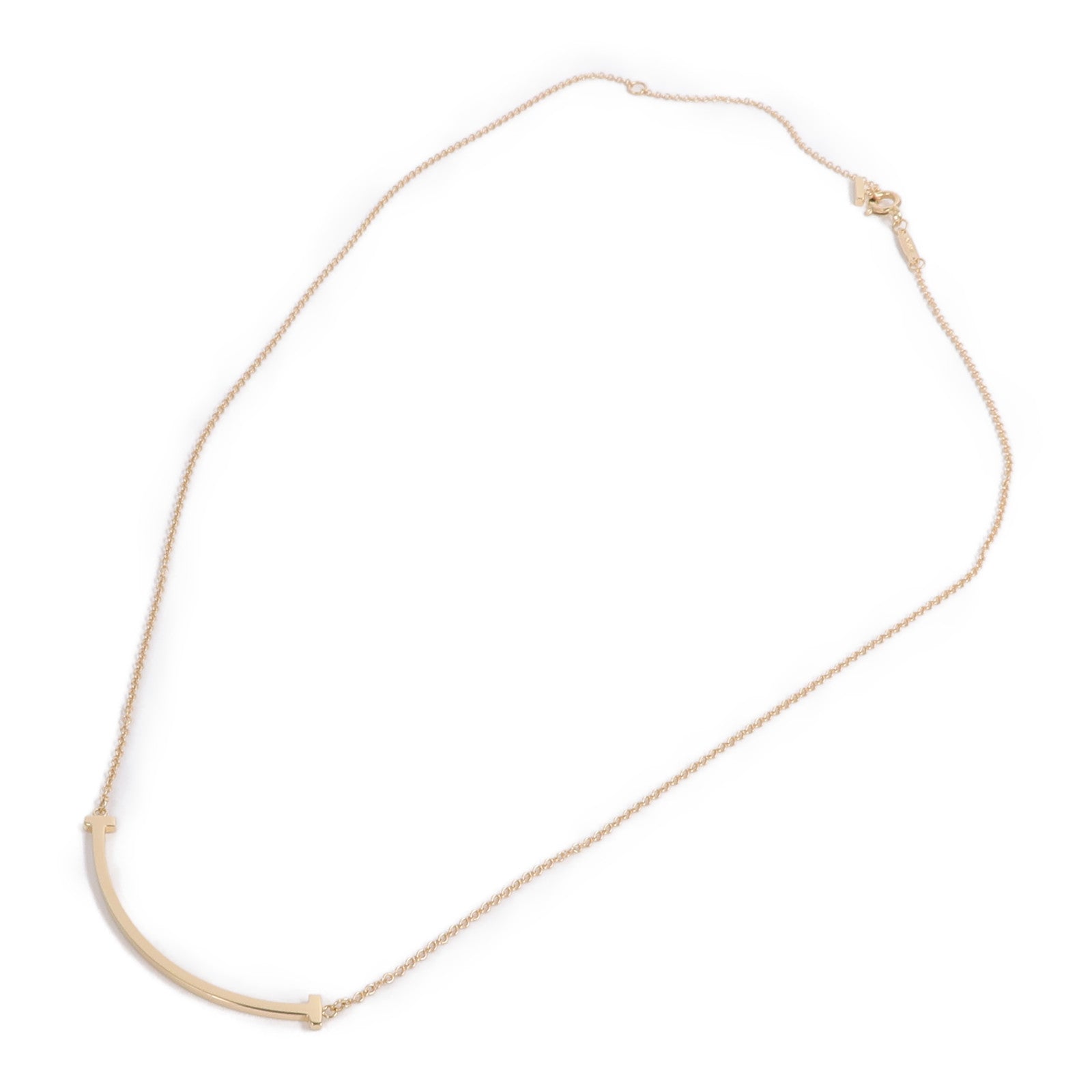 TIFFANY＆CO 18K玫瑰金T Smile Necklace項鍊