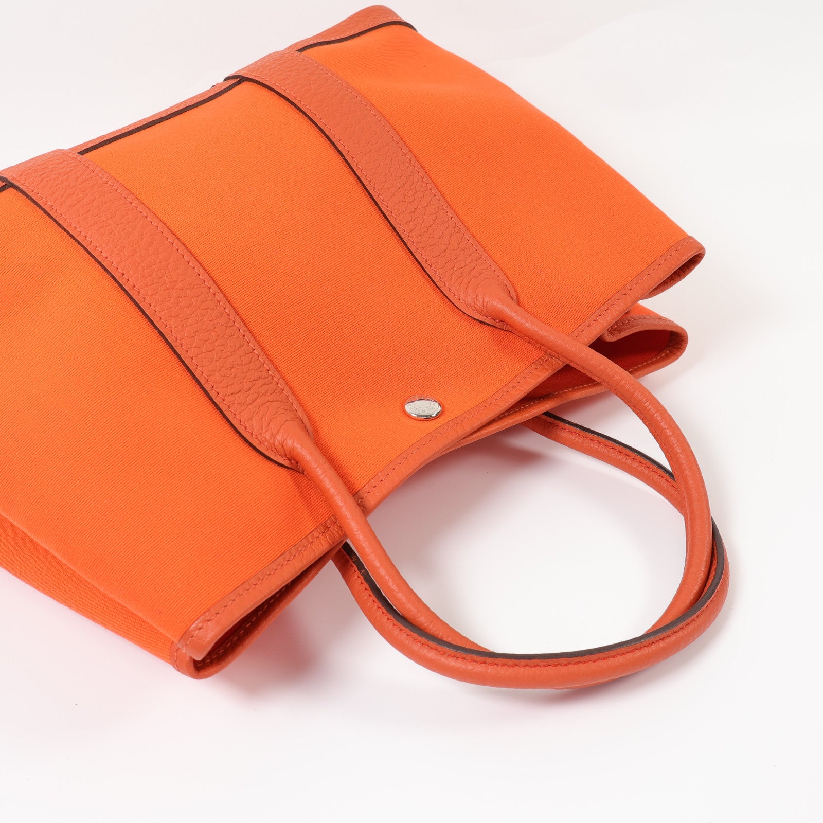 HERMES 帆布Garden Party TPM銀扣手挽袋Feu
