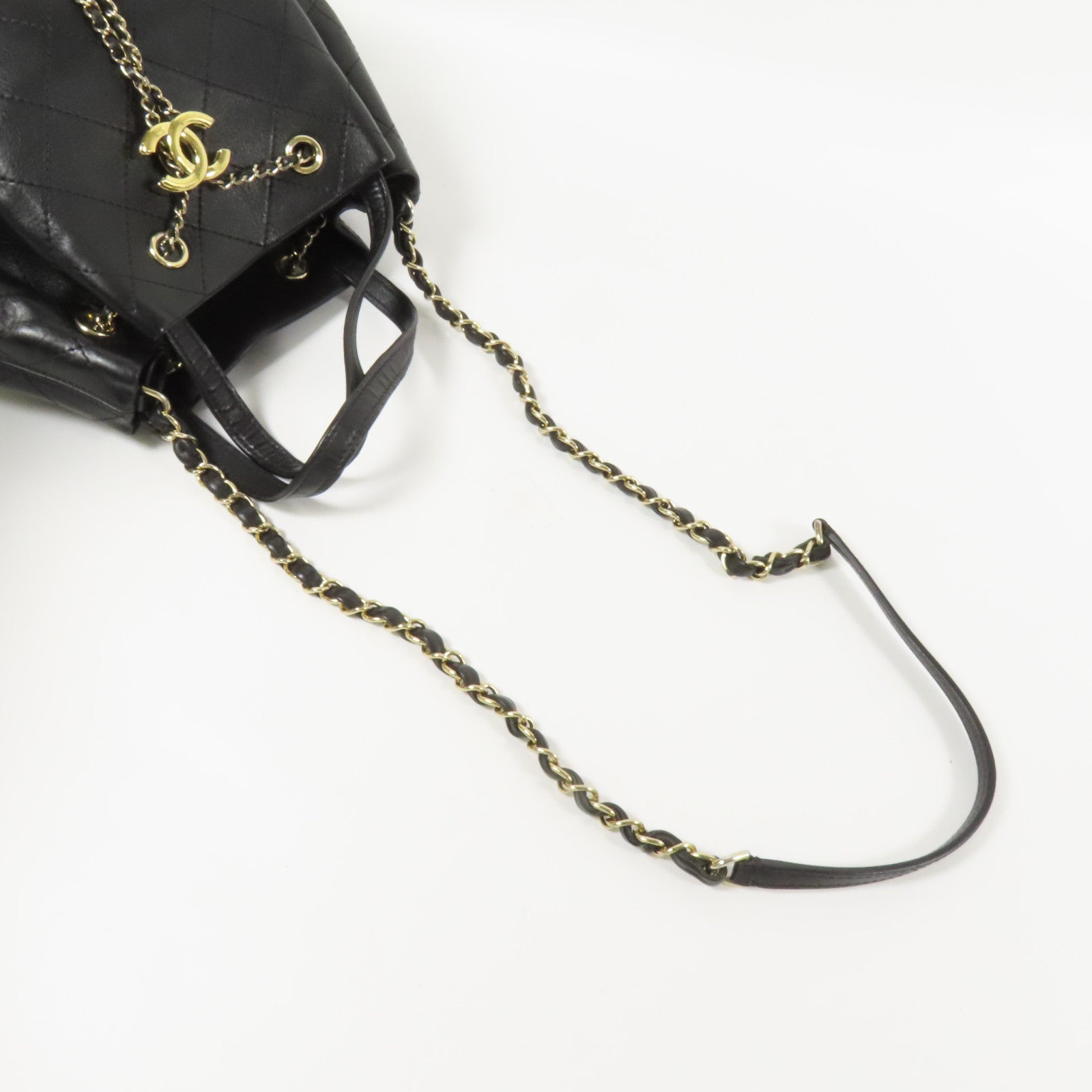 CHANEL 牛皮皮革Shoulder Bag金扣鏈帶肩背袋