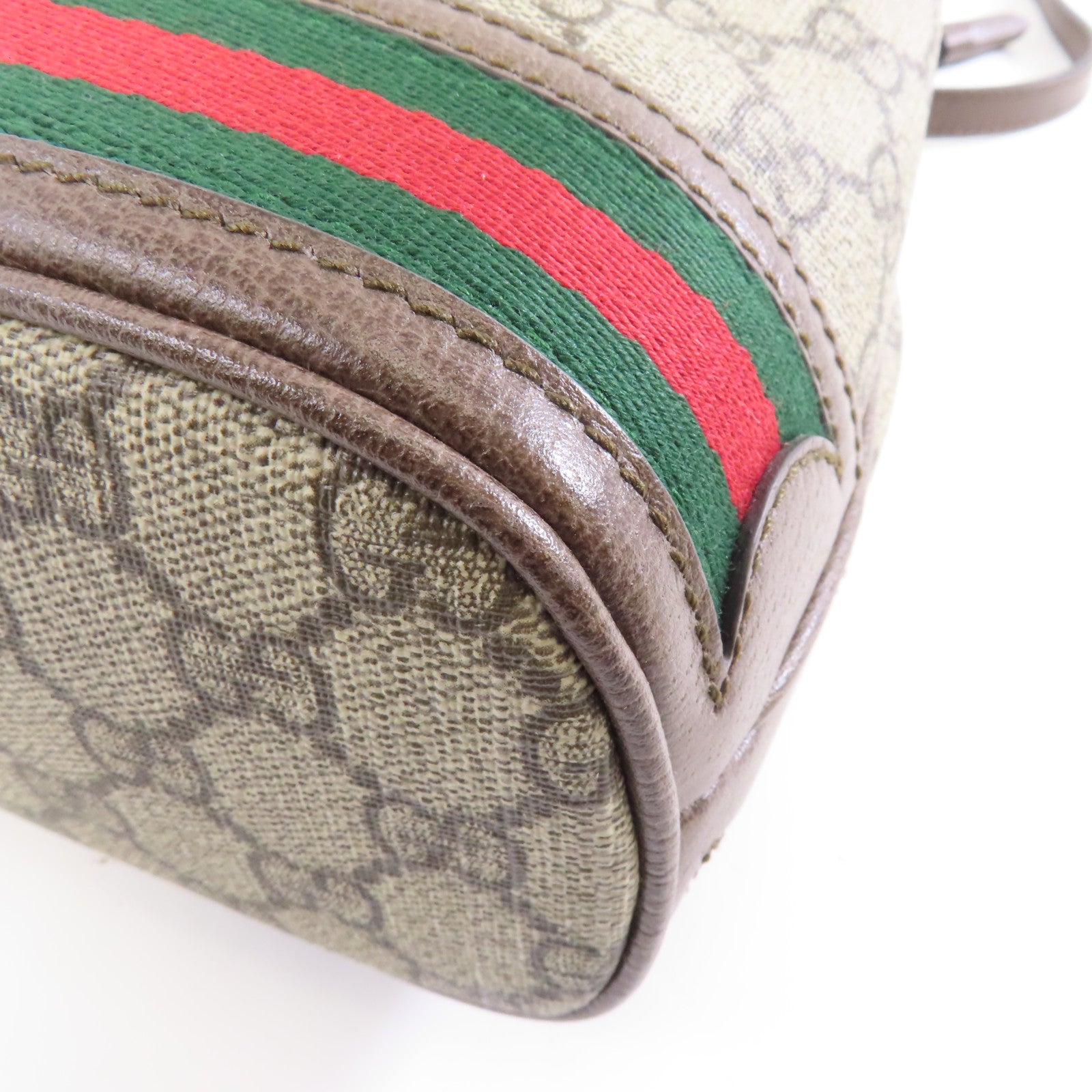 GUCCI 塗層帆布Shoulder Bag金扣肩背袋棕色