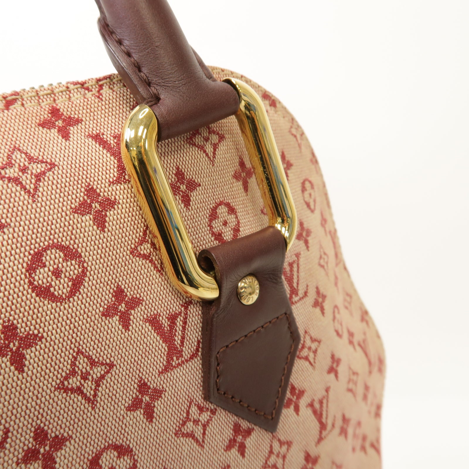 LOUIS VUITTON 【激減優惠】Monogram Mini帆布Alma O金扣手挽袋紅色