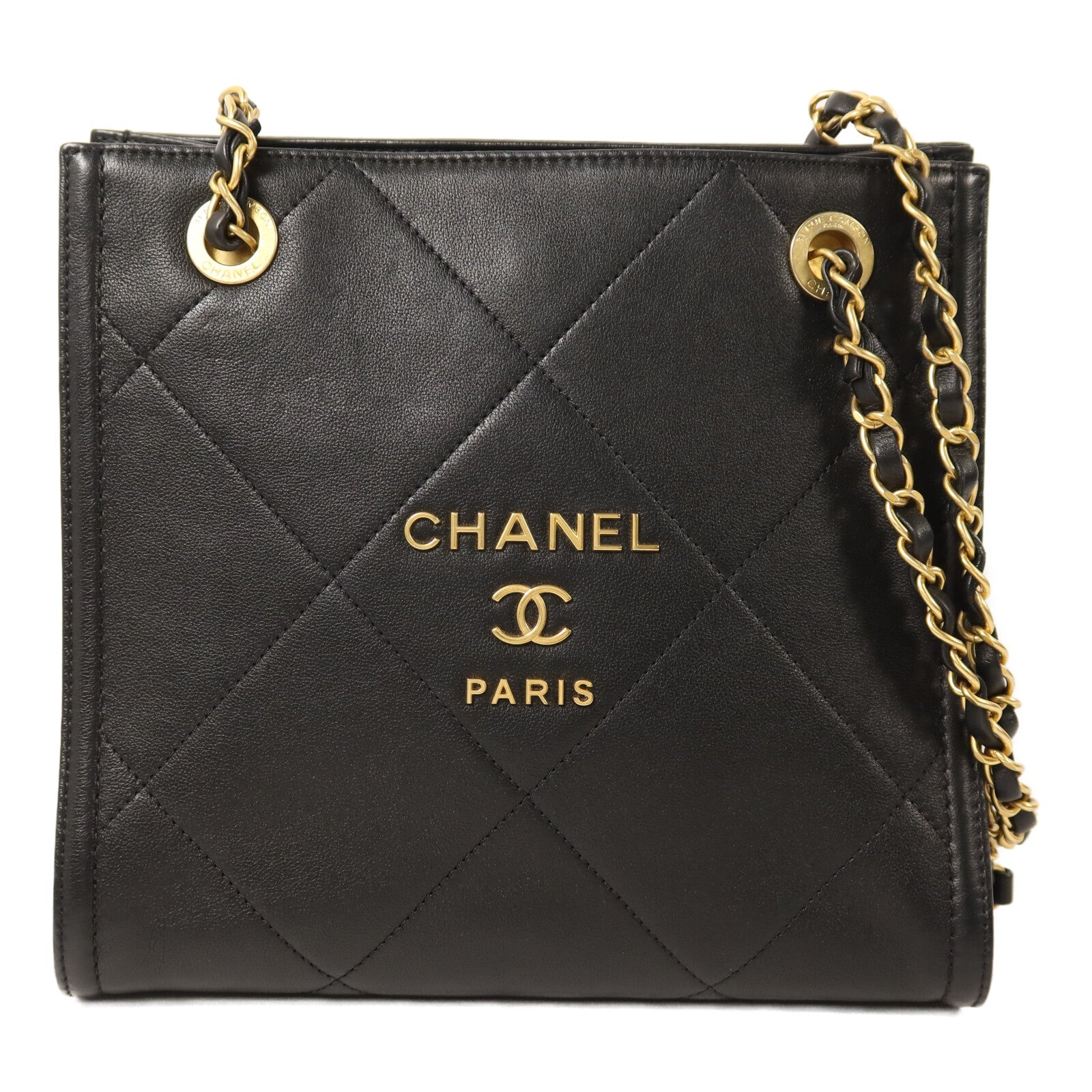 CHANEL 牛皮皮革Matelasse金扣鏈帶肩背袋