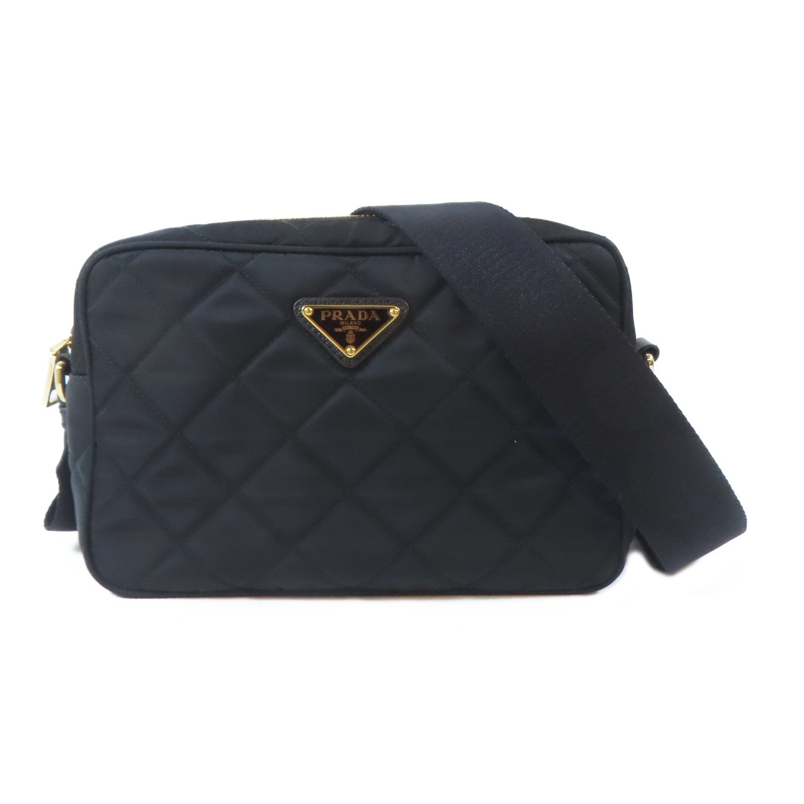PRADA 尼龍Shoulder Bag金扣肩背袋黑色