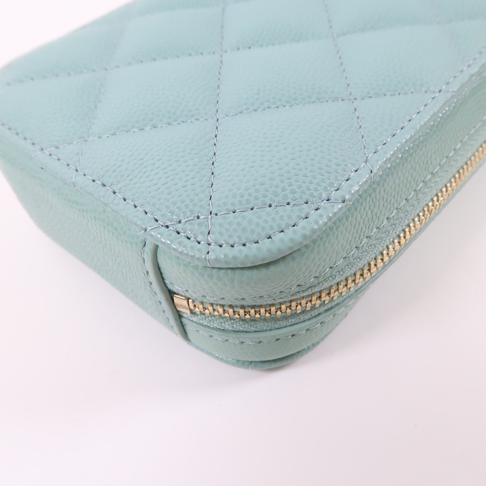 CHANEL CC GHW Phone Bag Shoulder Bag Calfskin Leather Green